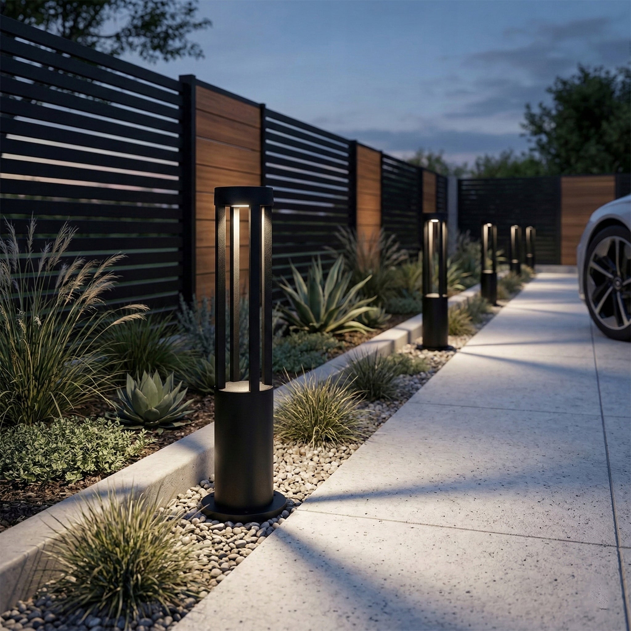 Outdoor LED Garden Lamp Standing 60cm IP65 Post 12W Black 230V Packaging status original