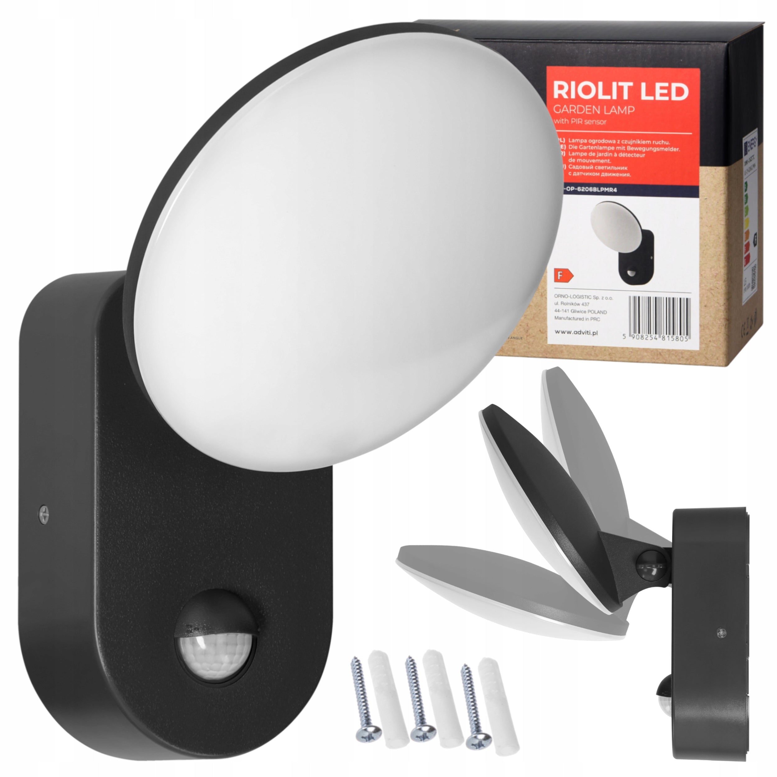 Outdoor LED Lamp 15W Twilight Motion Sensor Movable Facade Black