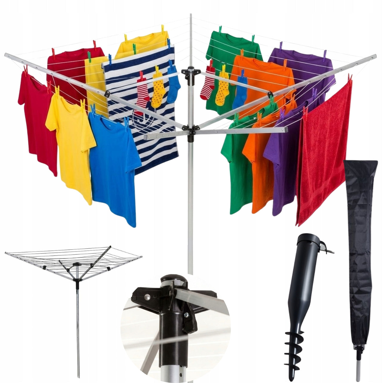 Outdoor Laundry Garden Dryer Large XXL 60m Rotating + Cover