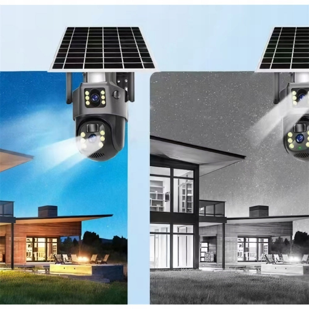 Outdoor Solar PTZ Camera Two Lenses 4K 6MP IP67 Zoom 3 in 1 wifi Certificates of conformity CE