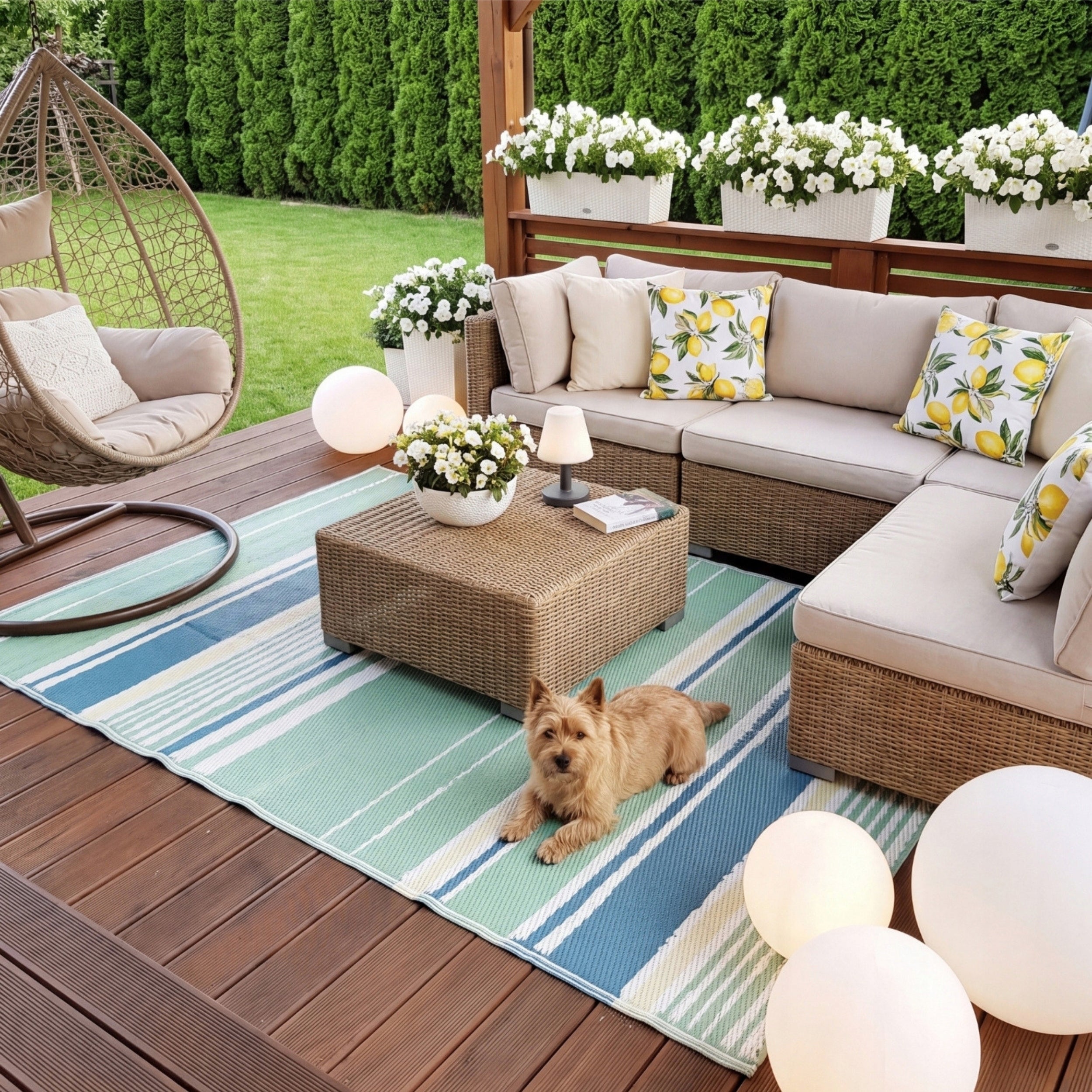Outdoor Terrace Rug Waterproof 120x170cm Terrace Mat Balcony Garden Packaging status original