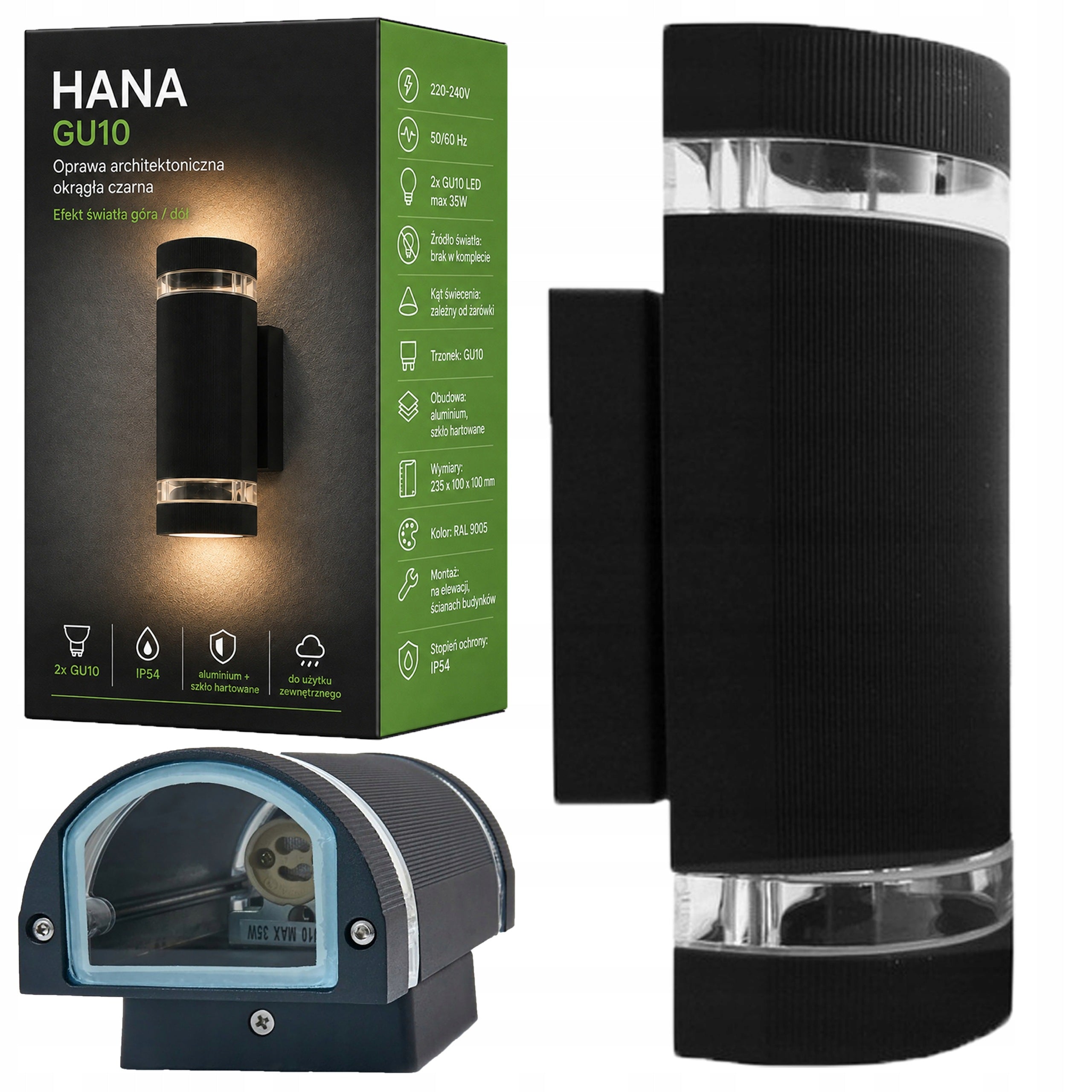 Outdoor Wall Lamp Facade Wall Lamp 2x GU10 Black Round IP54