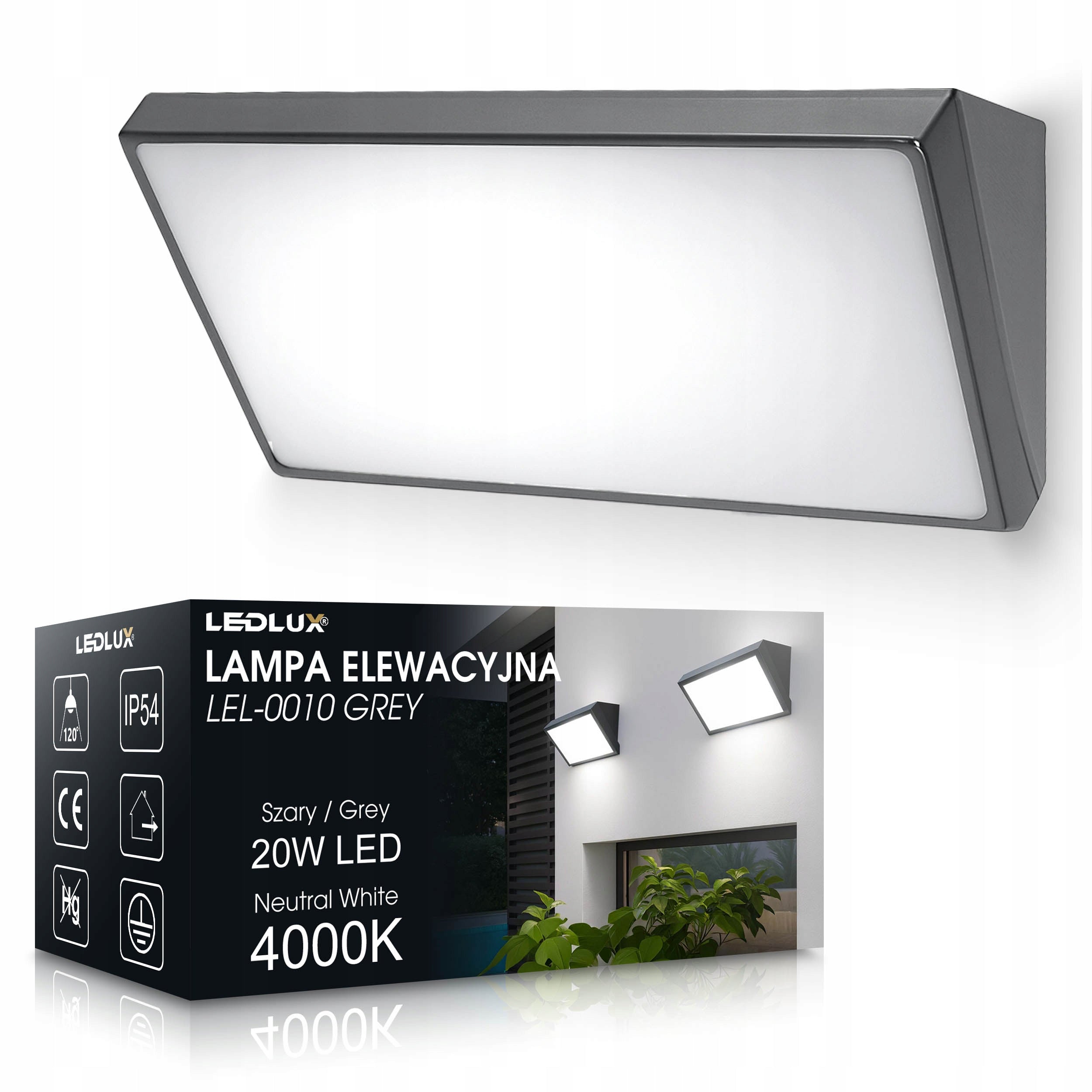 Outdoor Wall Lamp LED Garden Lamp 20W Facade Wall Neutral EAN (GTIN) 5907312300352