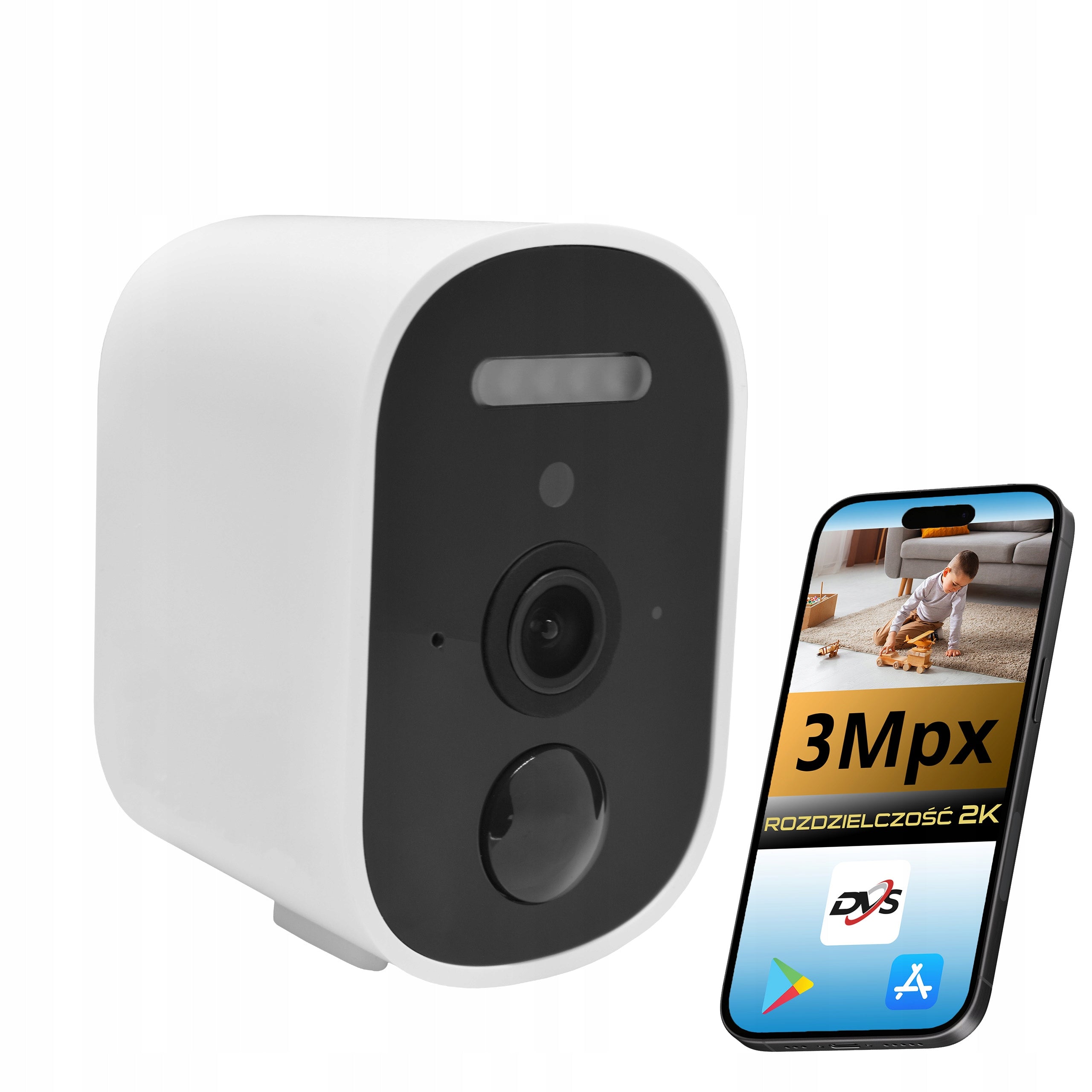 Outdoor WiFi Camera Wireless Battery Operated 3Mpx PIR microSD 128GB