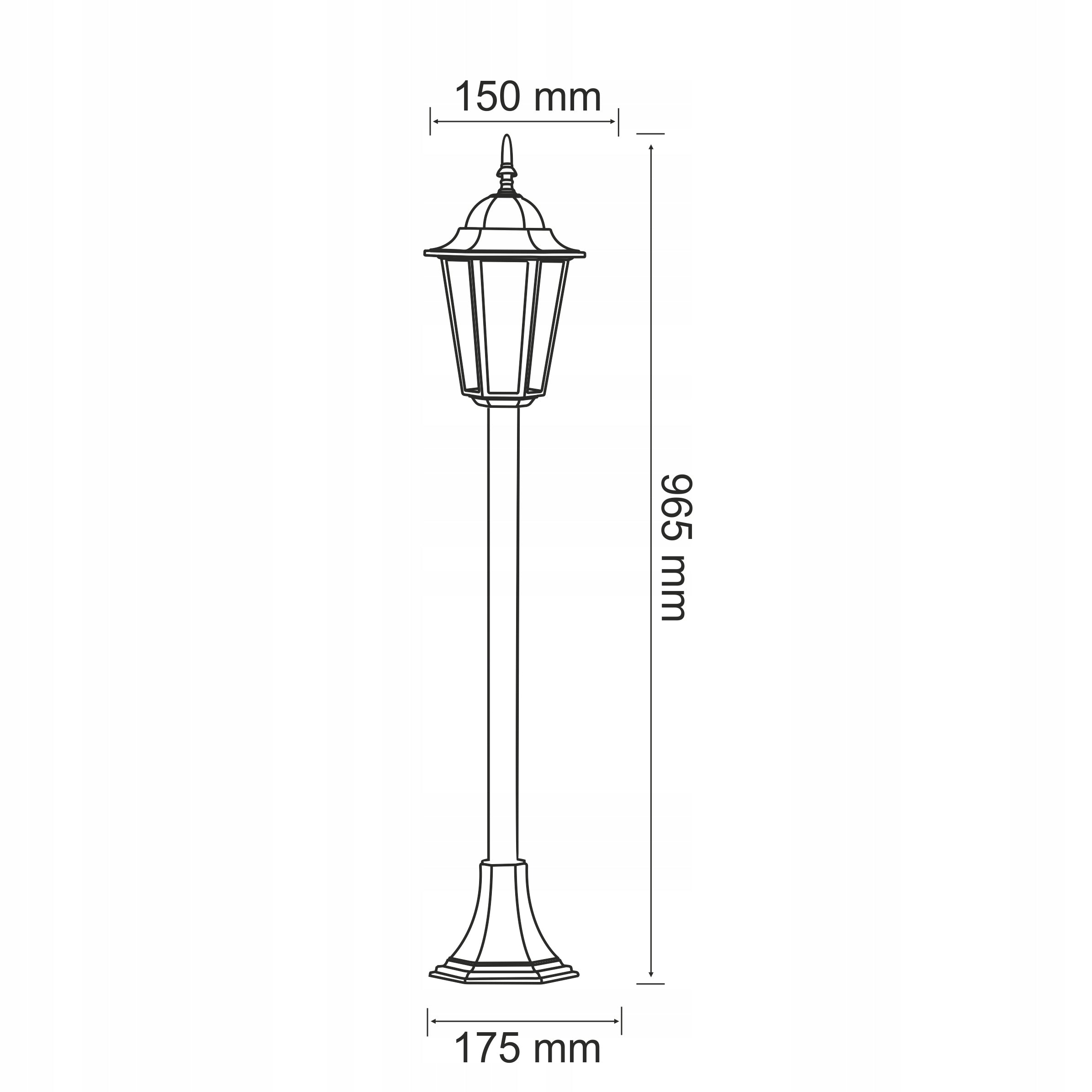 Outdoor lamp LIGURIA standing lantern 1m black 1xE27 IP43 Goldlux Brand Polux