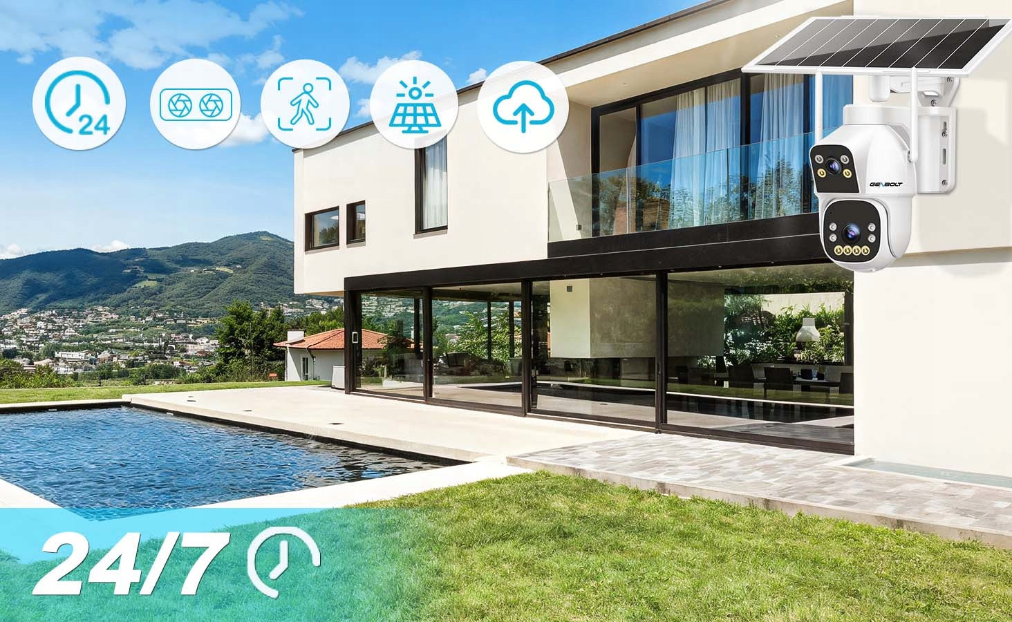 Outdoor solar 8W 7/24 Record Battery WIFI IP Camera F1.6 Wireless 4xZOOM Packaging status original