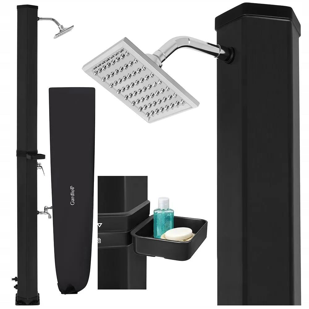 Outdoor vertical solar shower 40L and tap 216cm black 360°