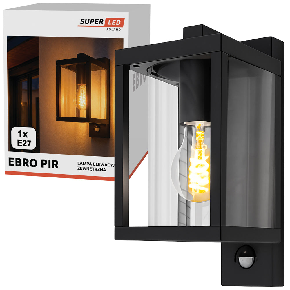 Outdoor wall lamp Facade lamp Lantern 1x E27 LED + PIR motion sensor
