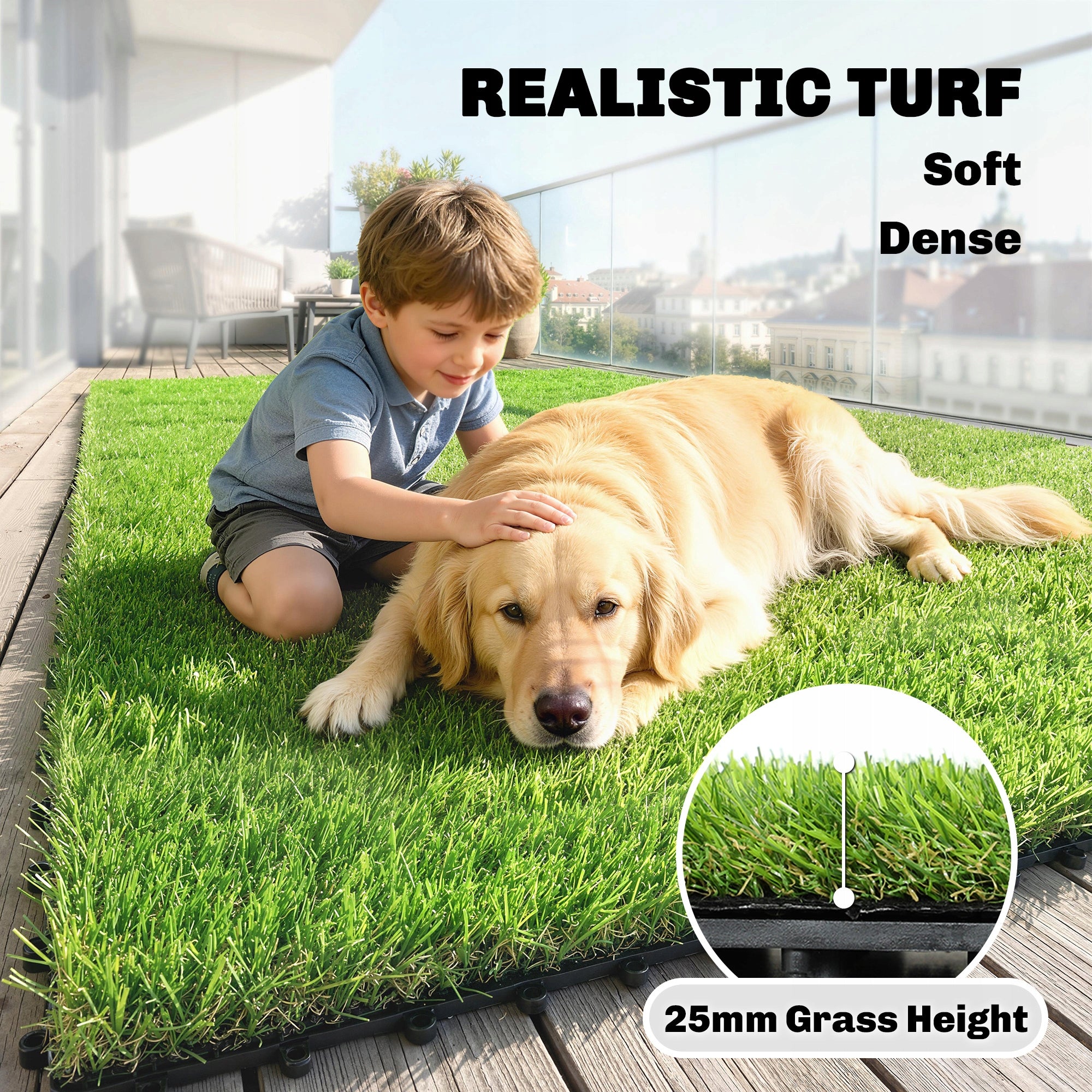 Outsunny Set of 22 Artificial Grass 30x30 cm with Drainage System Packaging status original