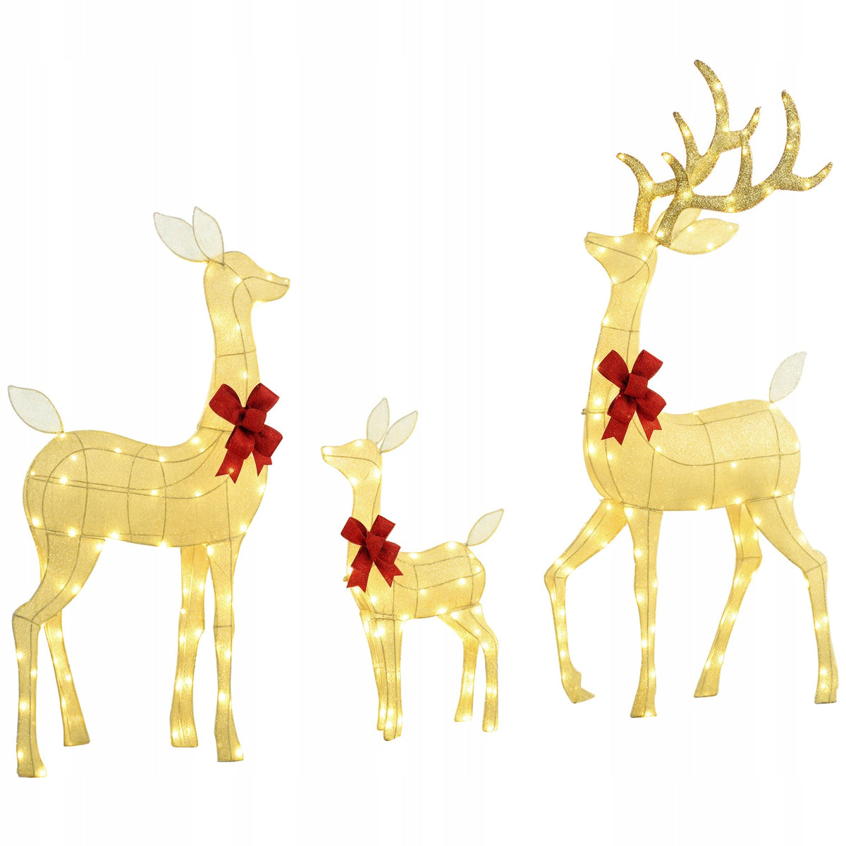 Outsunny Set of 3 LED Reindeer, Christmas Decoration with Warm Lights