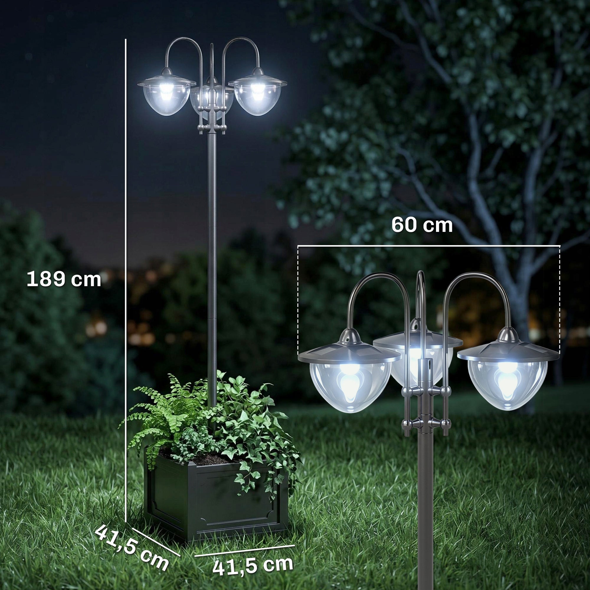 Outsunny Solar Lighting with Pot Base, Garden Lamp, Black Brand Outsunny
