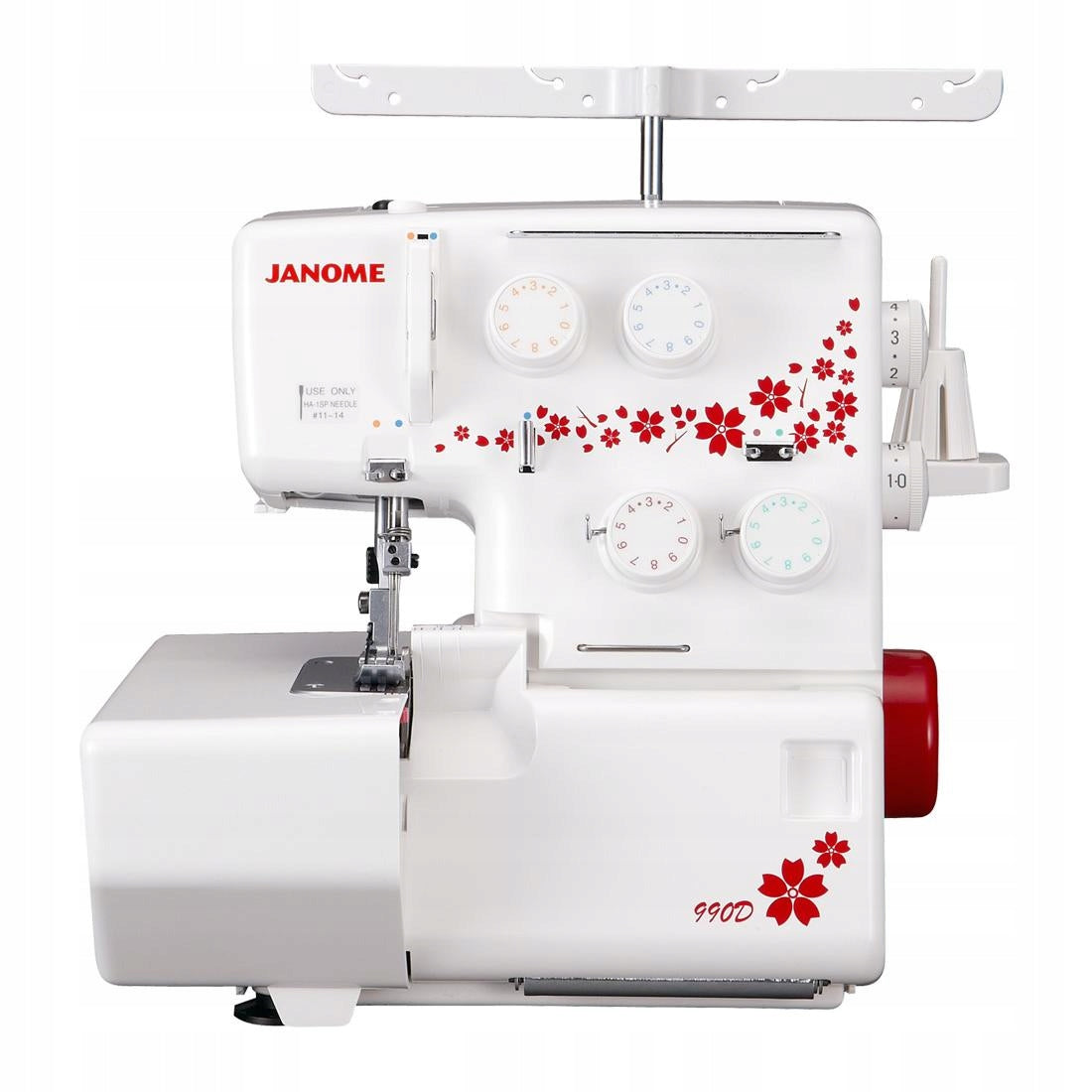 Overlock 4 thread Janome 990D with mere + 5 feet + sewing courses + BOOK Packaging status original