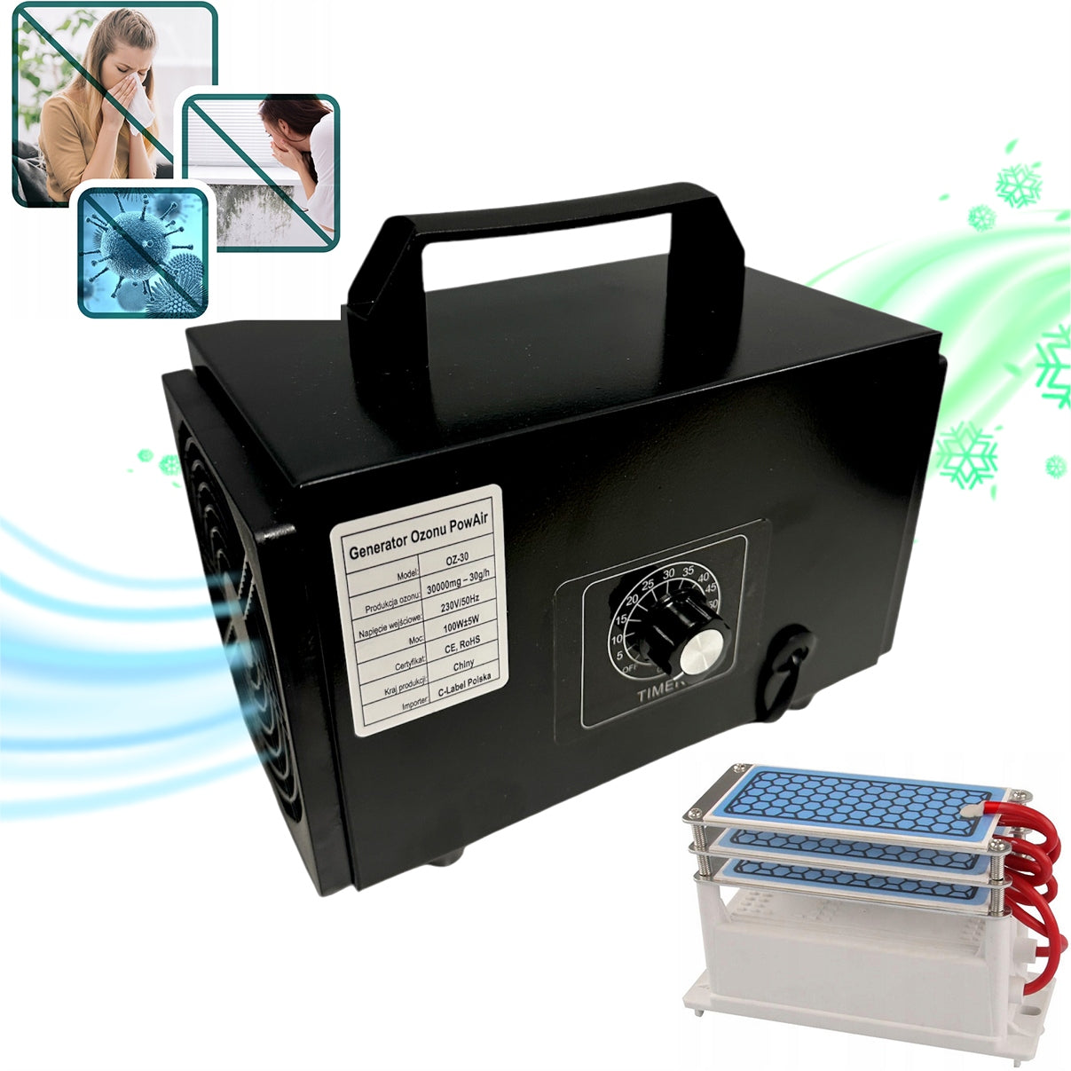 Ozone generator PowAir 30 000mg/h ODOR REMOVAL - DISINFECTION