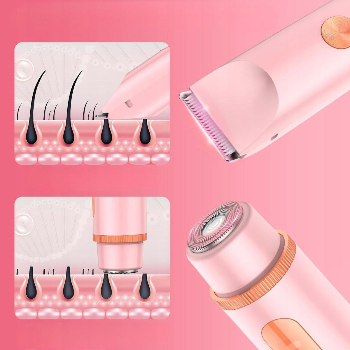 PAINLESS EPILATOR TRIMMER WOMEN'S BIKINI SHAVER FACE BODY LEGS 2IN1 Packaging status original