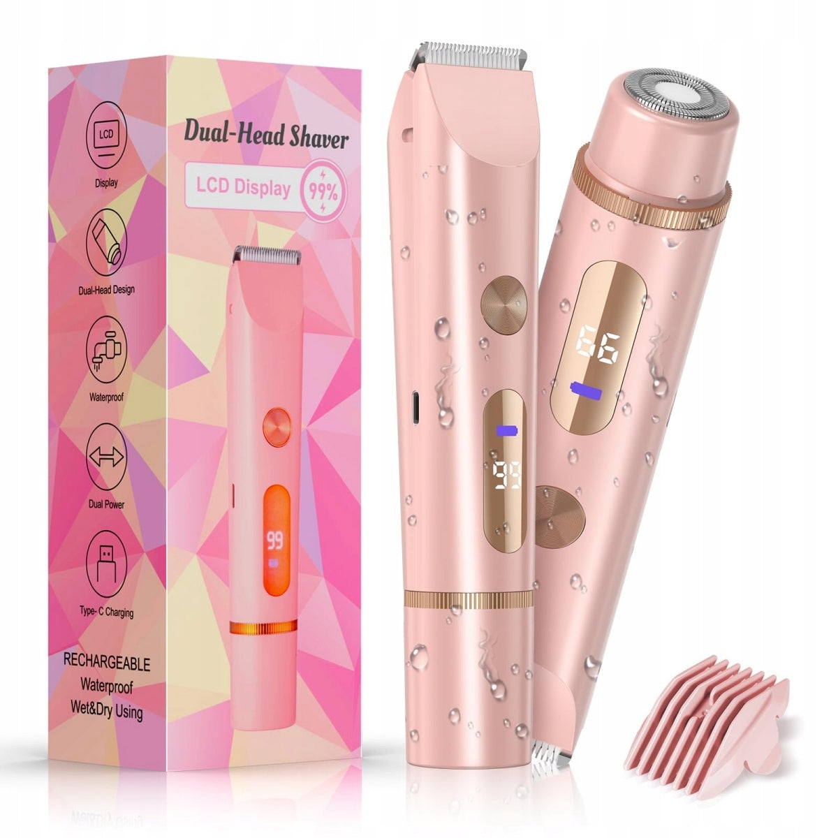 PAINLESS EPILATOR TRIMMER WOMEN'S BIKINI SHAVER FACE BODY LEGS 2IN1