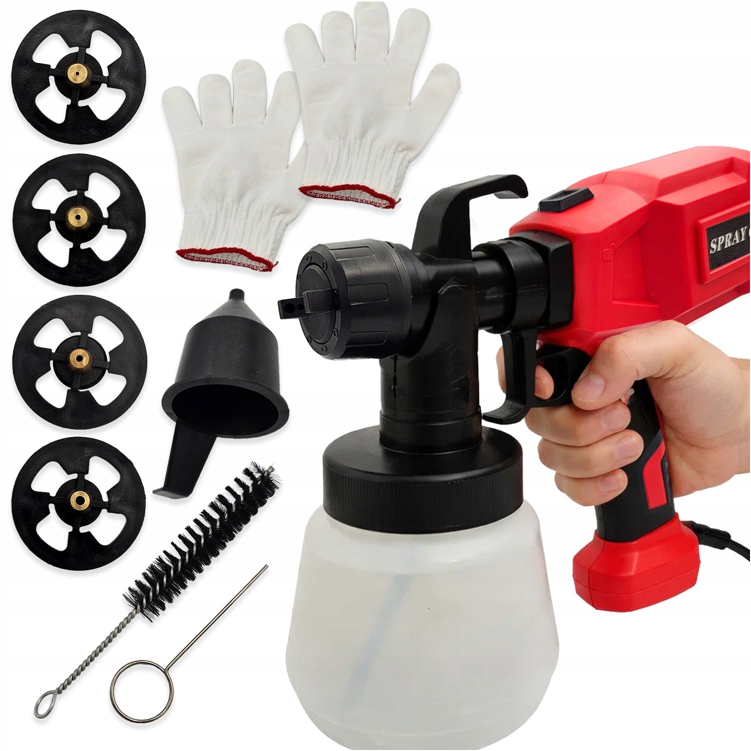 PAINT GUN SPRAY PAINT SPRAYER FOR PAINTING WALLS + NOZZLES Manufacturer code PISTOLET LAKIERNICZY 4x DYSZE MEMFLOW