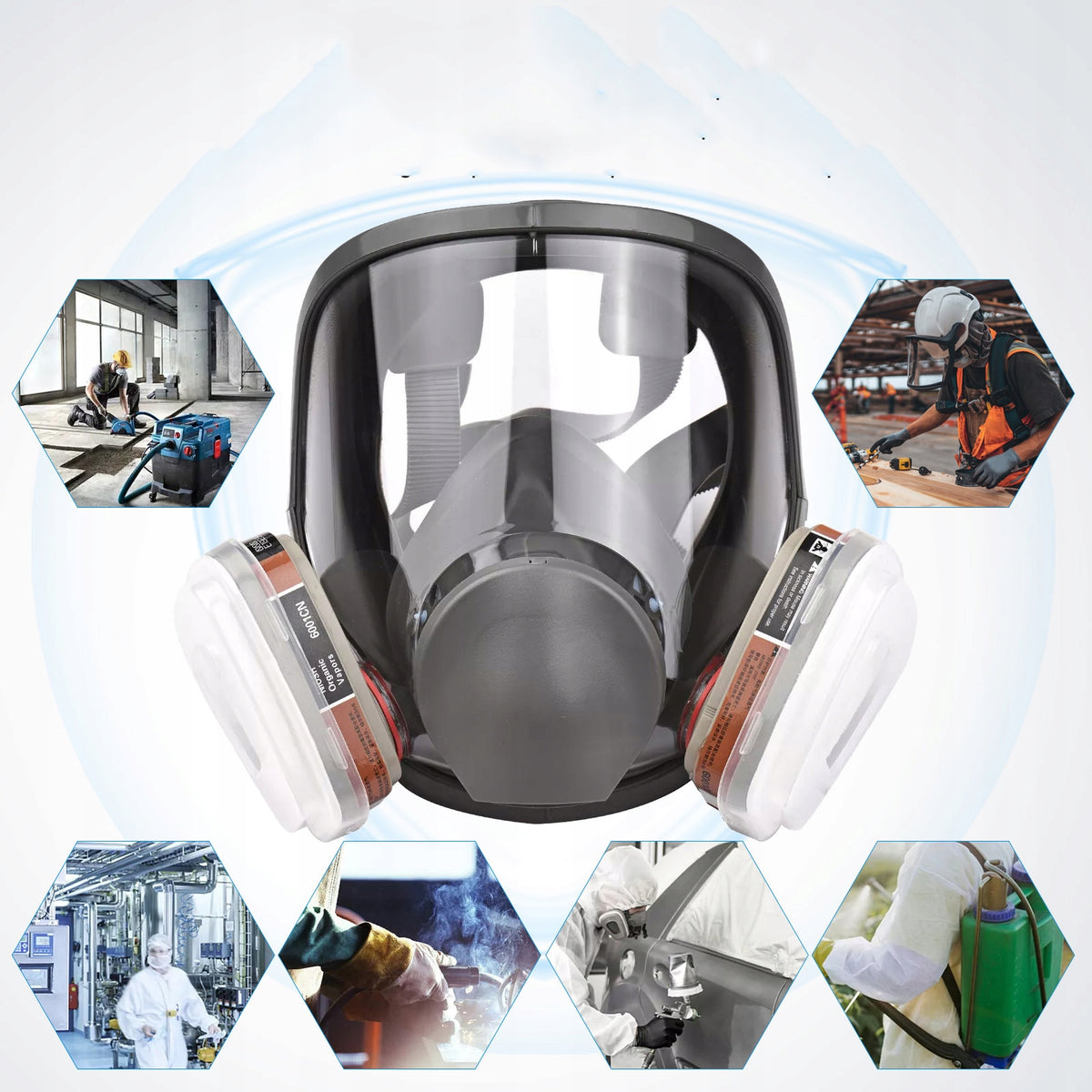 PAINT MASK FULL GAS DUST PROTECTION WITH CARTRIDGE FILTERS Manufacturer code MASKA PRZECIWPYŁOWA LAKIERNICZA