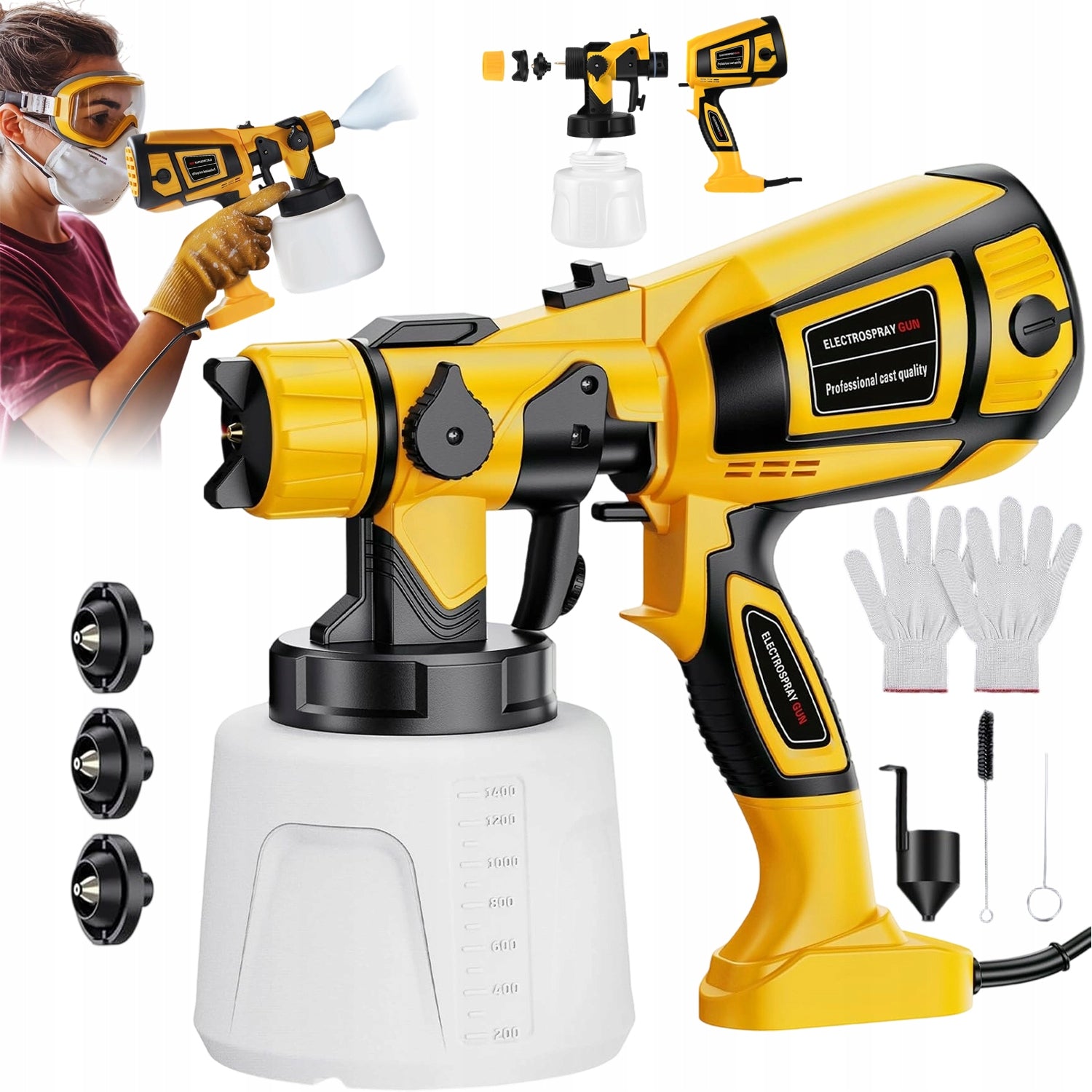 PAINT SPRAYER ELECTRIC PAINT GUN 4 NOZZLES 1400ml 850W