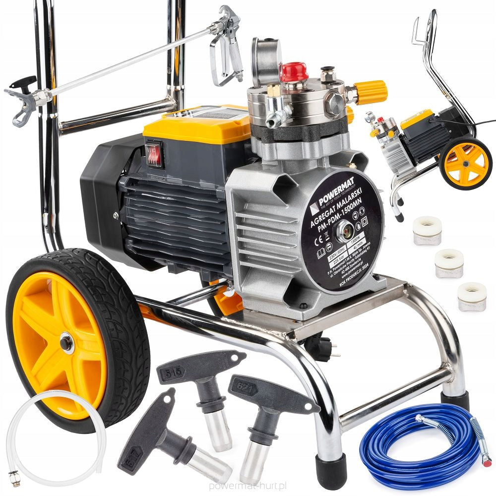 PAINT SPRAYER HYDRODYNAMIC GUN 1500W HOSE 15M 225 BAR 3X NOZZLE Manufacturer code PM-PDM-1500MN