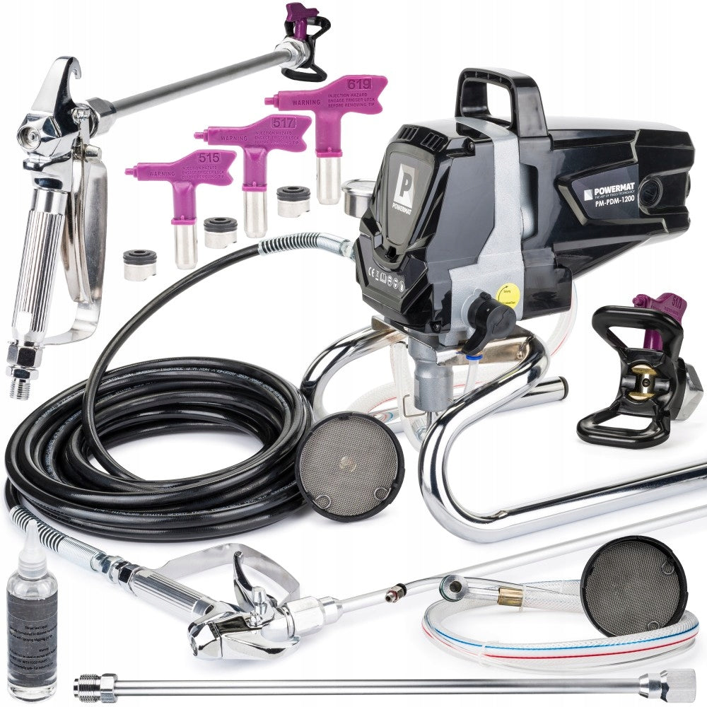 PAINT SPRAYER HYDRODYNAMIC GUN 220 BAR +EXTENSION +NOZZLES SET Manufacturer code pm_PM-PDM-1200