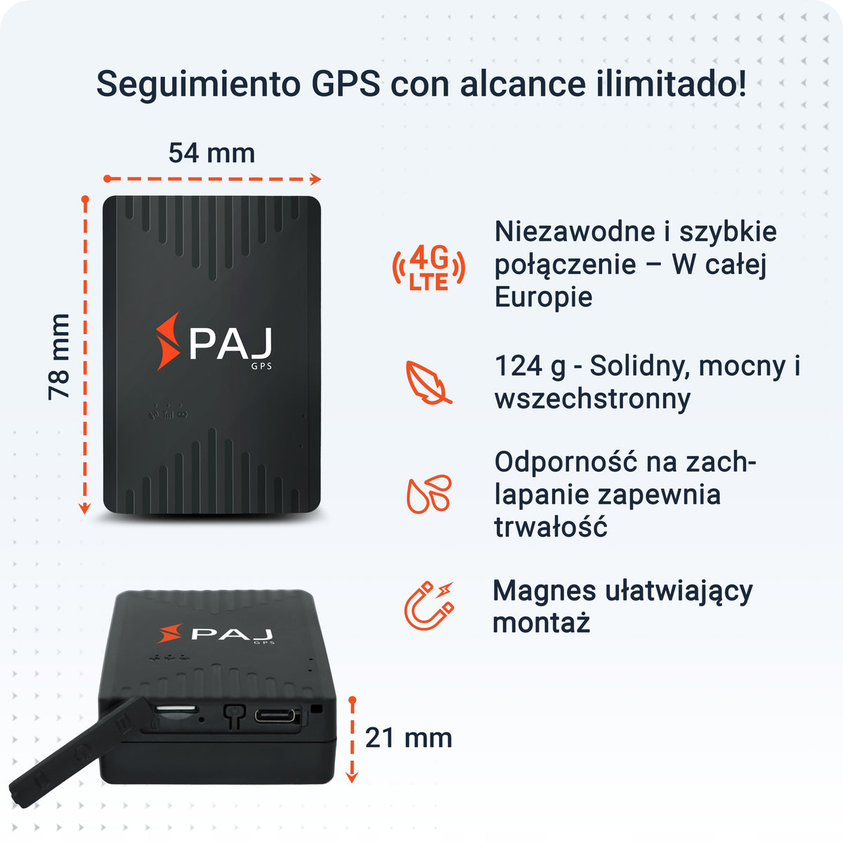 PAJ GPS Lokalizator 4G do Auta Magnes Alarm Antykradzieżowy 40 Dni Baterii Manufacturer code 9093
