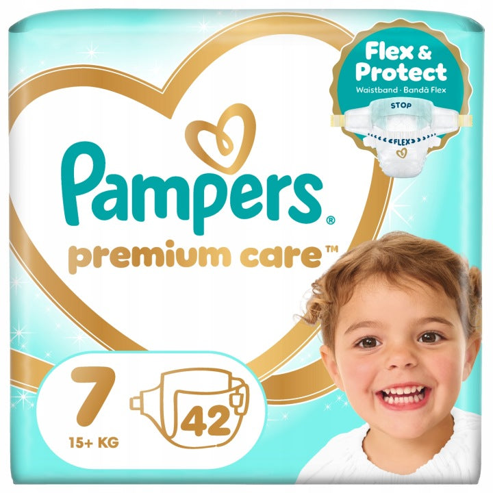 PAMPERS 7 Premium Care Diapers Flex&Protect 15+ kg 42 pieces NEW VERSION