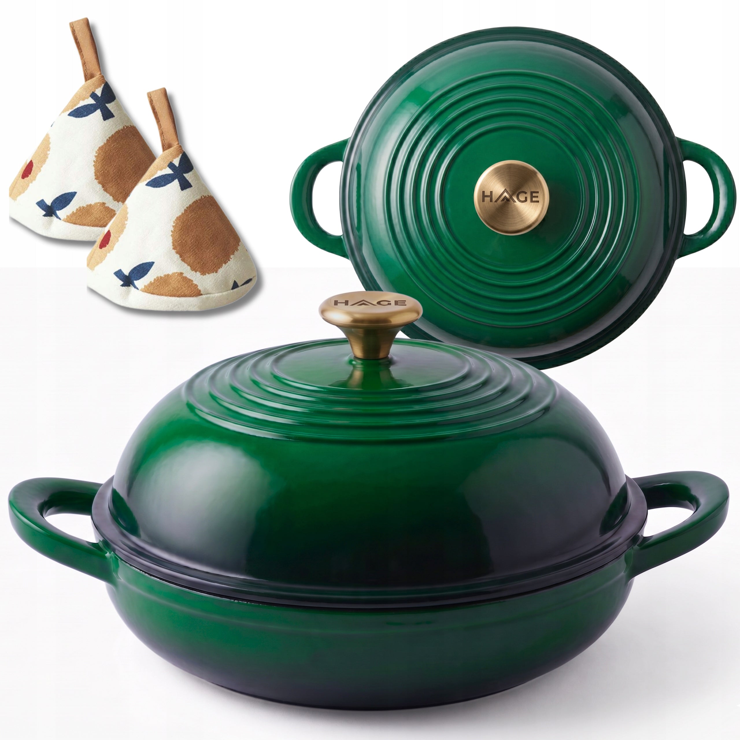 PAN BAKING POT CAST IRON BREAD 26CM GAS OVEN GREEN