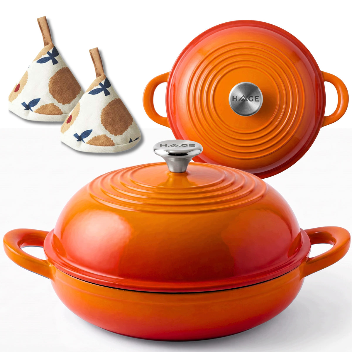 PAN BAKING POT CAST IRON BREAD 26CM GAS OVEN ORANGE