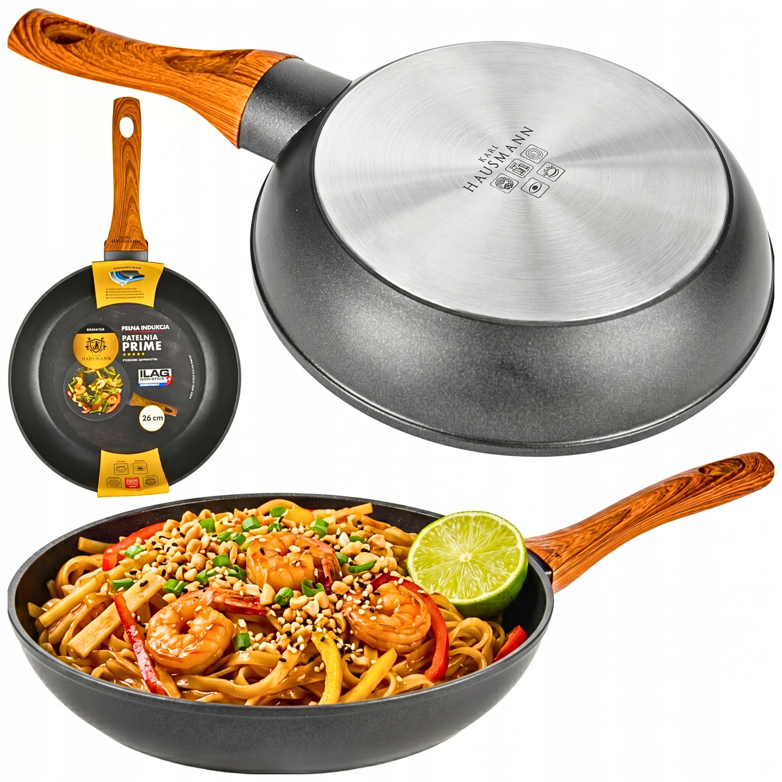 PAN INDUCTION FRYING GAS STEWING 26 cm NONSTICK LARGE