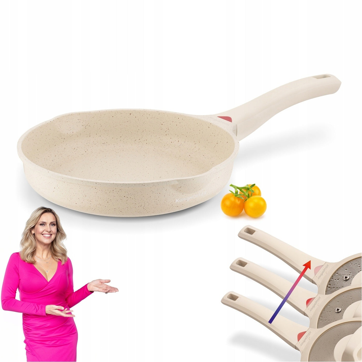 PAN Induction for Frying GAS Solid Konighoffer Creamy Marble 24 cm