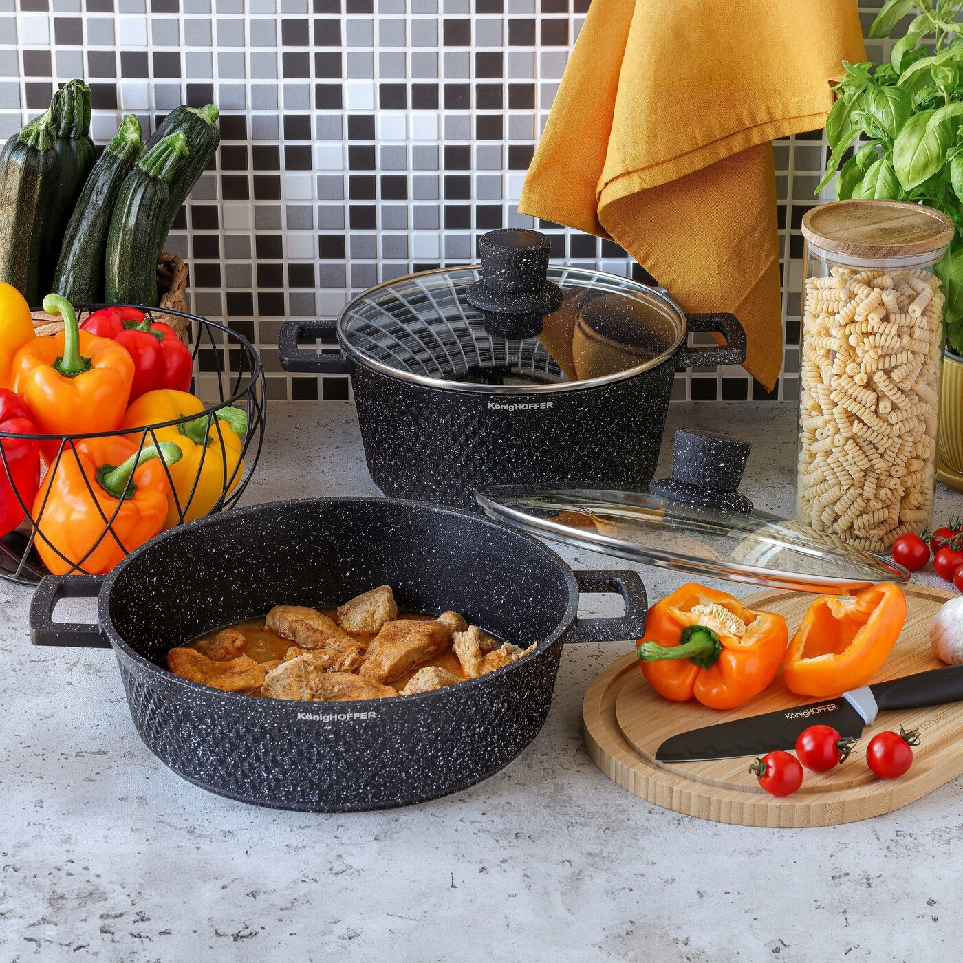 PAN MARBLE induction short handles GAS Konighoffer Escuro 28 cm Packaging status original