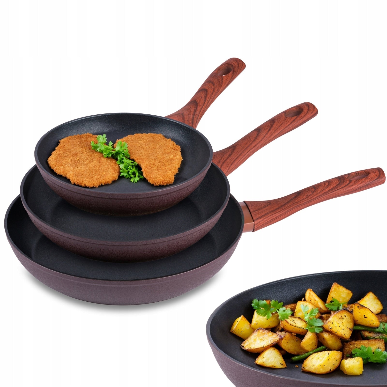 PAN SET 20/24/28 cm INDUCTION PANS NON STICK ILAG 3x GAS PAN