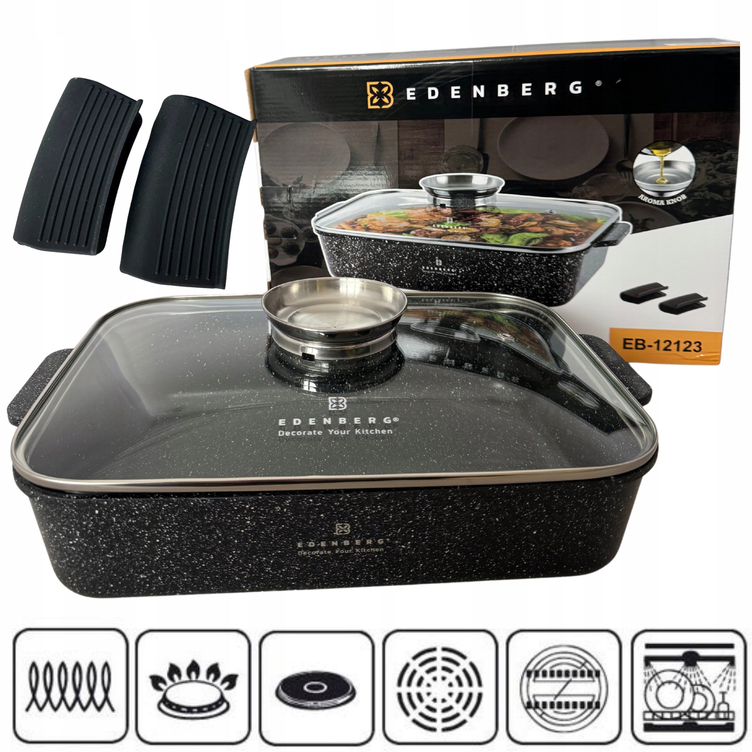 PAN TILE BAKING Pot MARBLE Brittany 4.7L + PAWS 2pcs Packaging status original