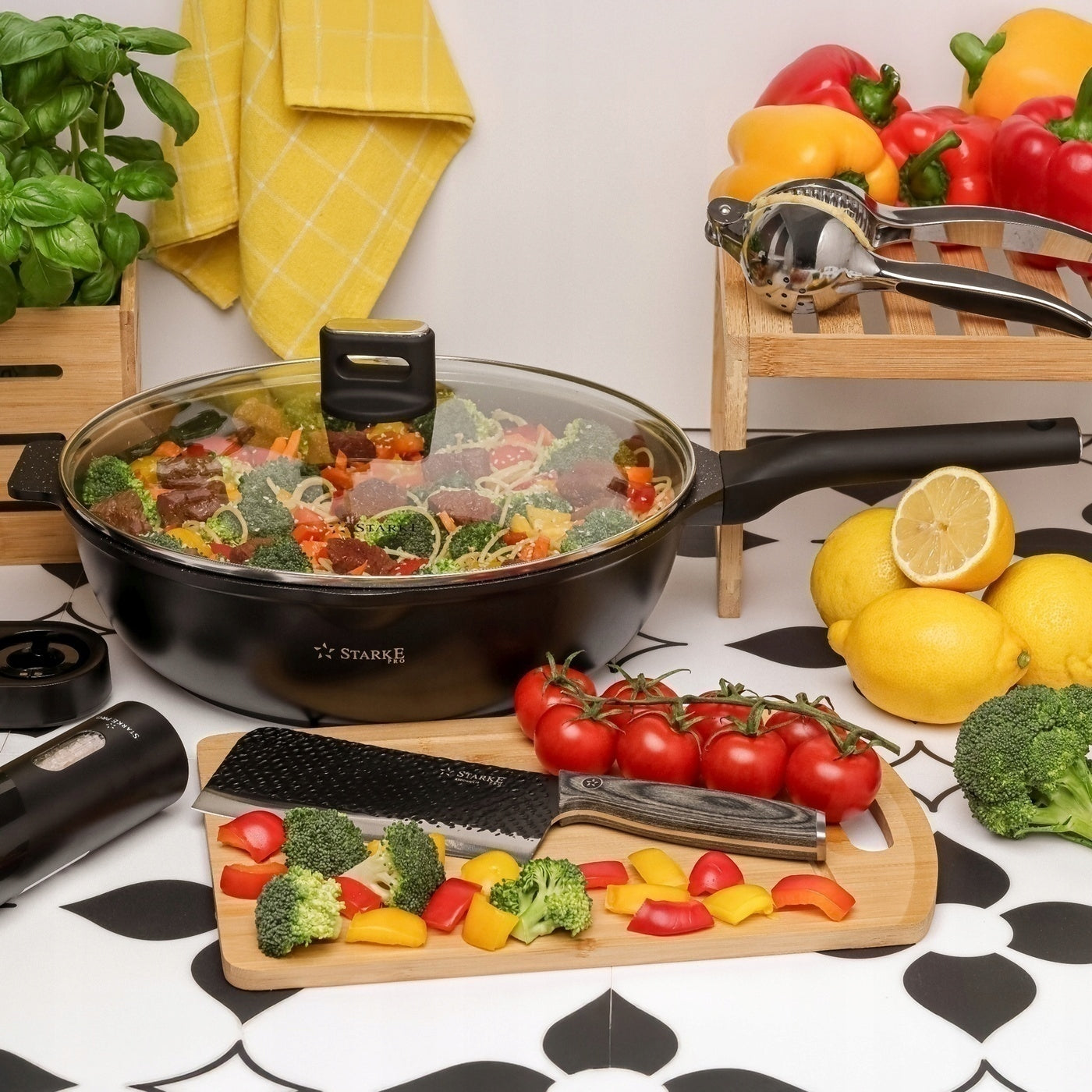 PAN WOK Induction LID LARGE Deep Solid Starke Pro Yasai 30 cm Brand Starke Pro