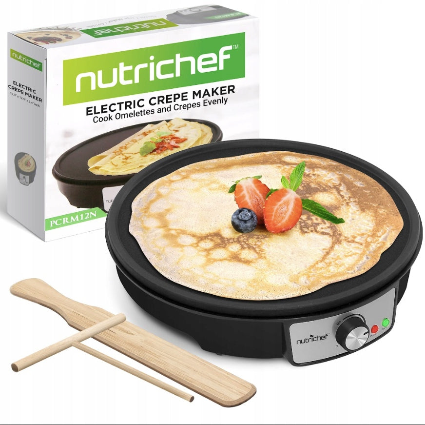 PANCAKE MAKER ELECTRIC FRYING PAN 1200W 30CM WIDE FAST HEATING