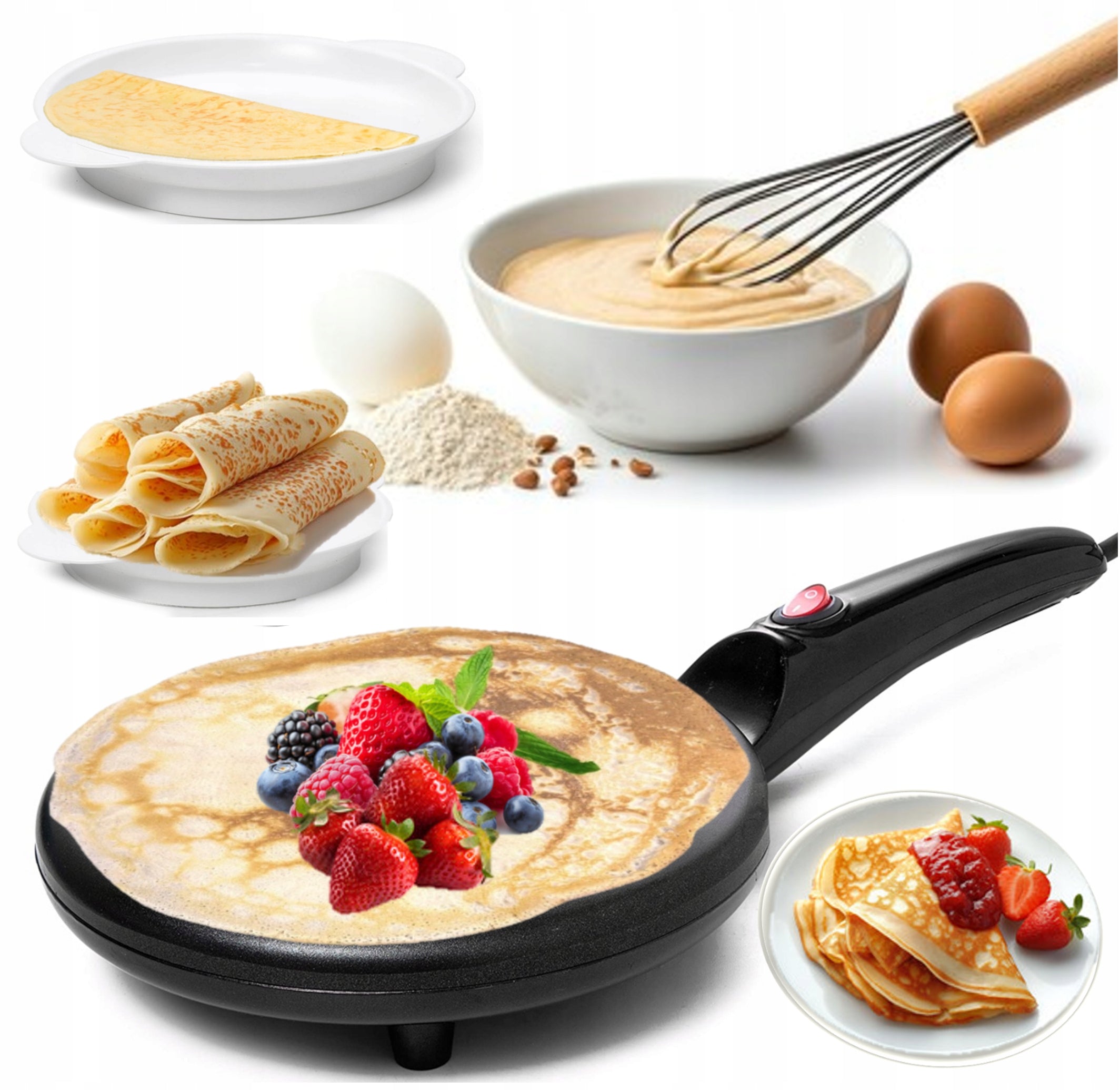 PANCAKE MAKER ELECTRIC FRYING PAN BLACK 20CM 700W