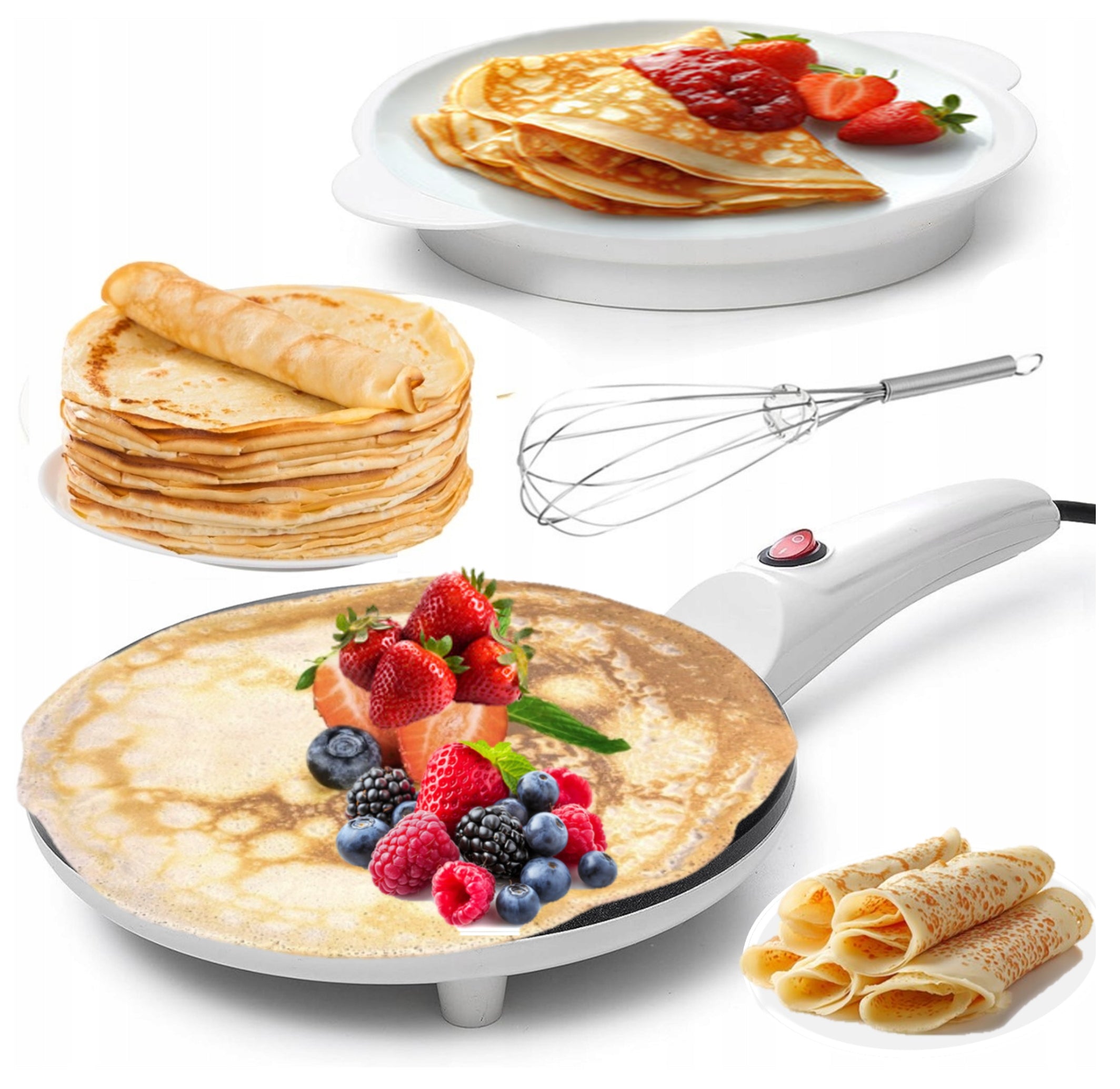 PANCAKE MAKER ELECTRIC FRYING PAN WHITE 20CM 700W