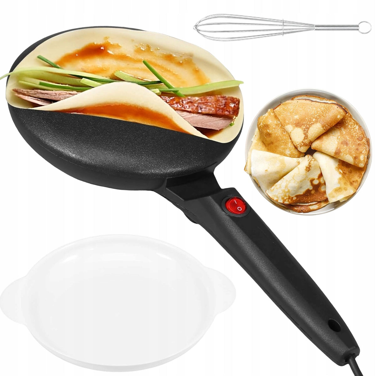 PANCAKE MAKER ELECTRIC PAN 20cm 600W FOR BAKING PANCAKES BLACK