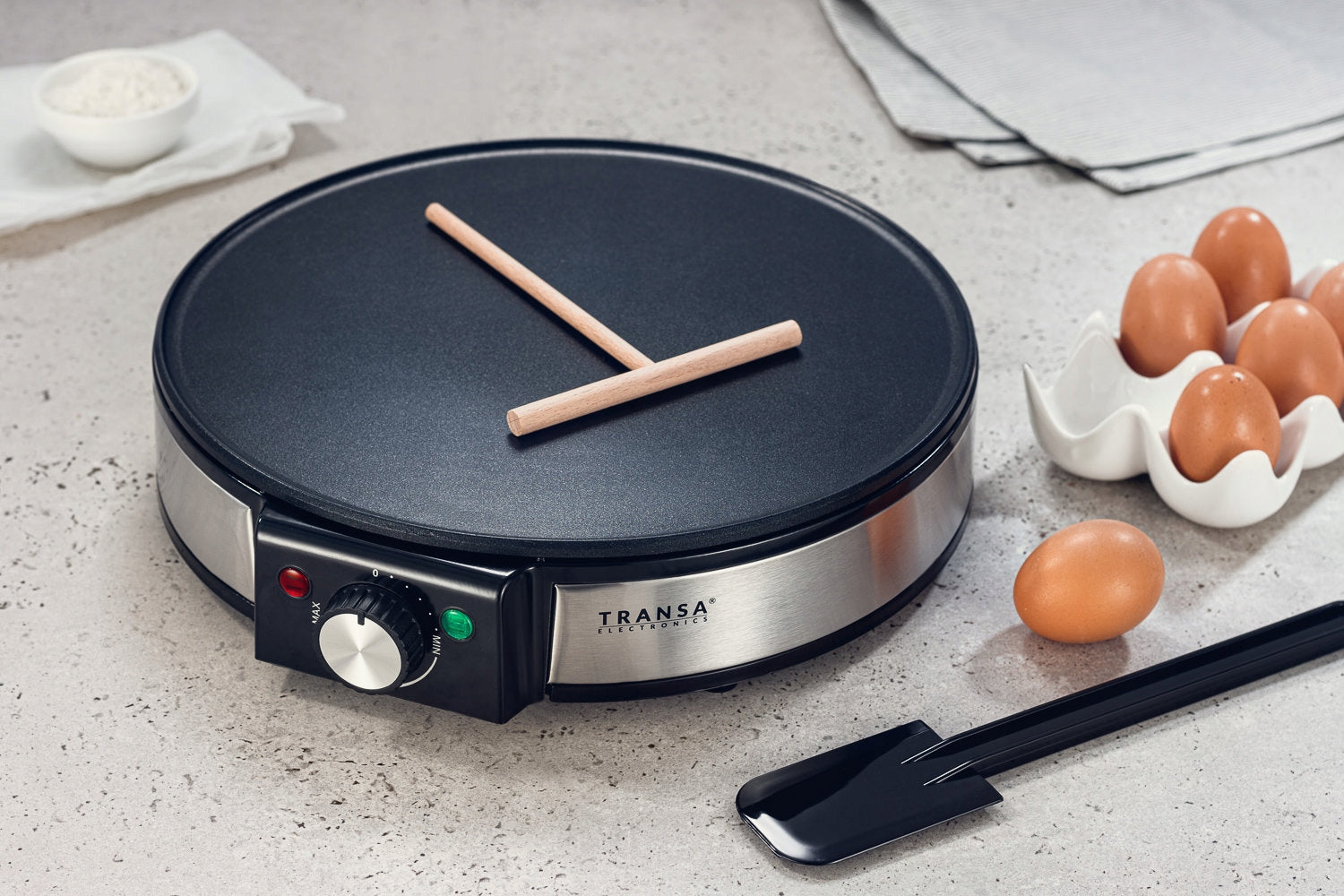 PANCAKE MAKER FAST HEATING THERMOSTAT 30cm XXL HIGH POWER 1500W Packaging status original