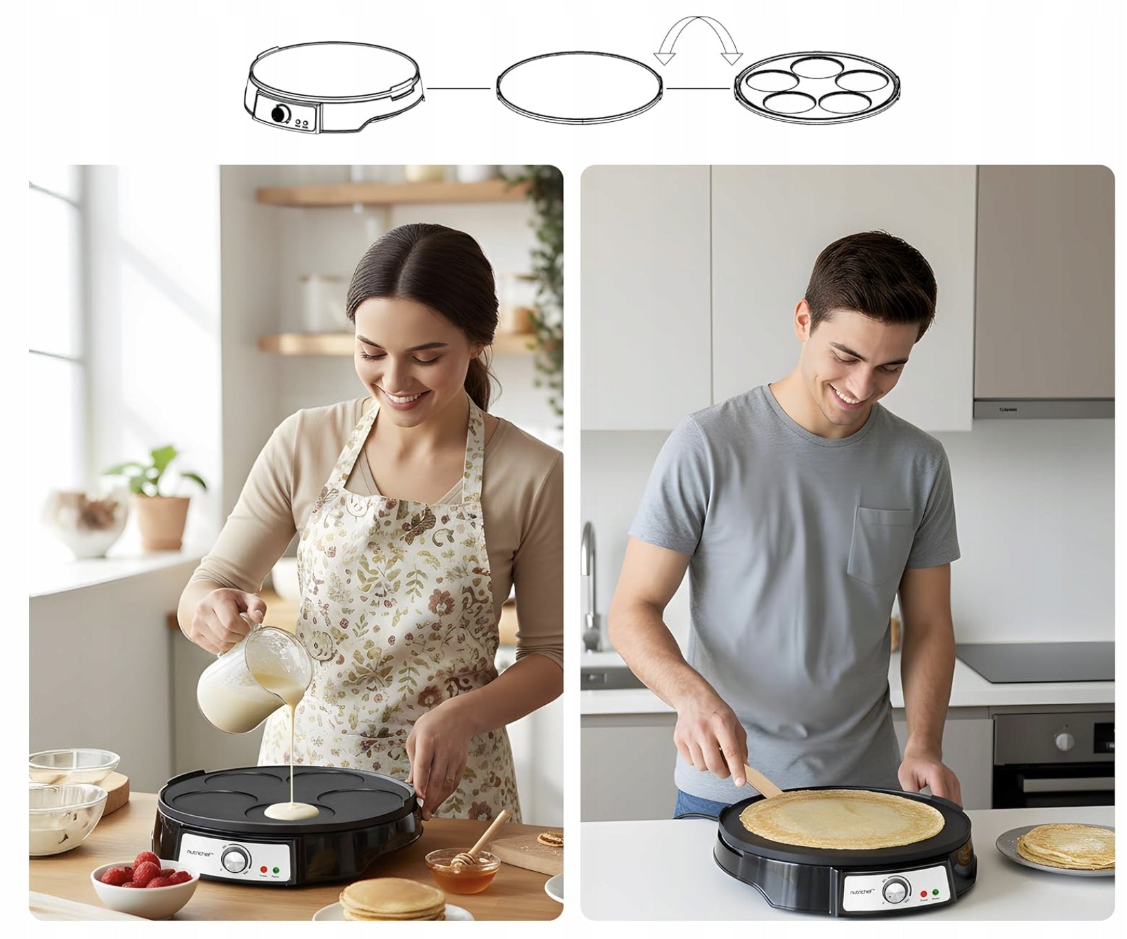 PANCAKE MAKER STRONG 30CM WIDE CREPES FAST HEATING XXL Packaging status original