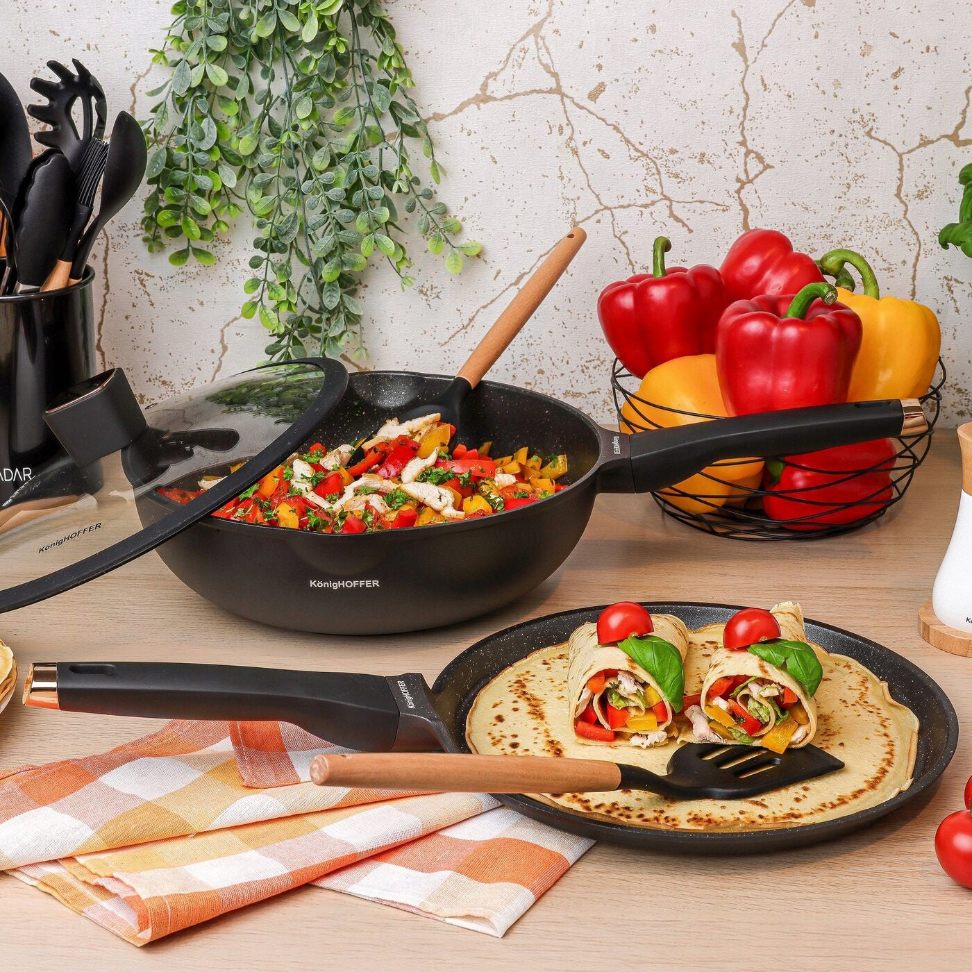 PANCAKE PAN 28cm LARGE NON STICK Pancake Pan Black Rose Brand Konighoffer