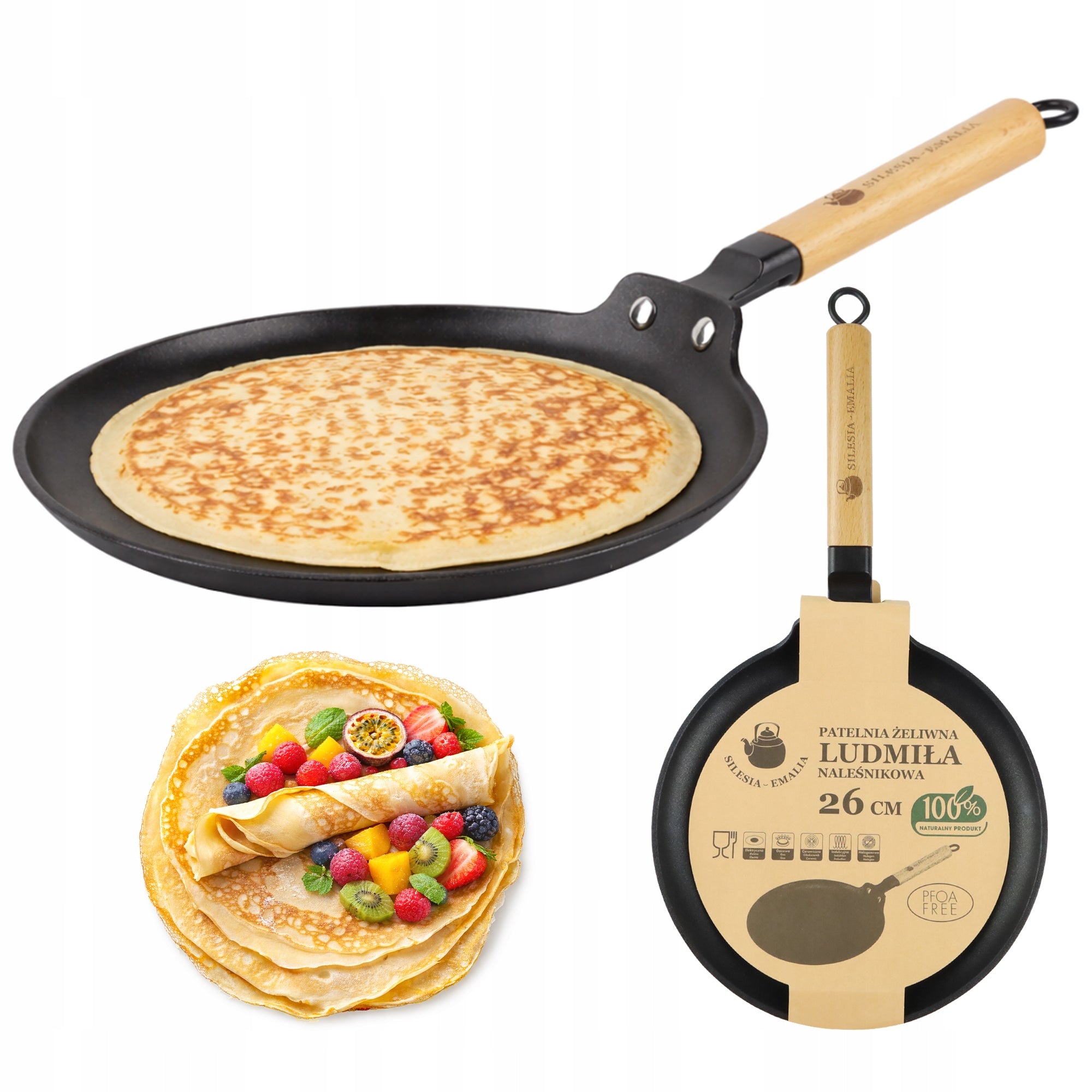 PANCAKE PAN CAST IRON NON-STICK INDUCTION GAS NON-STICK 26CM