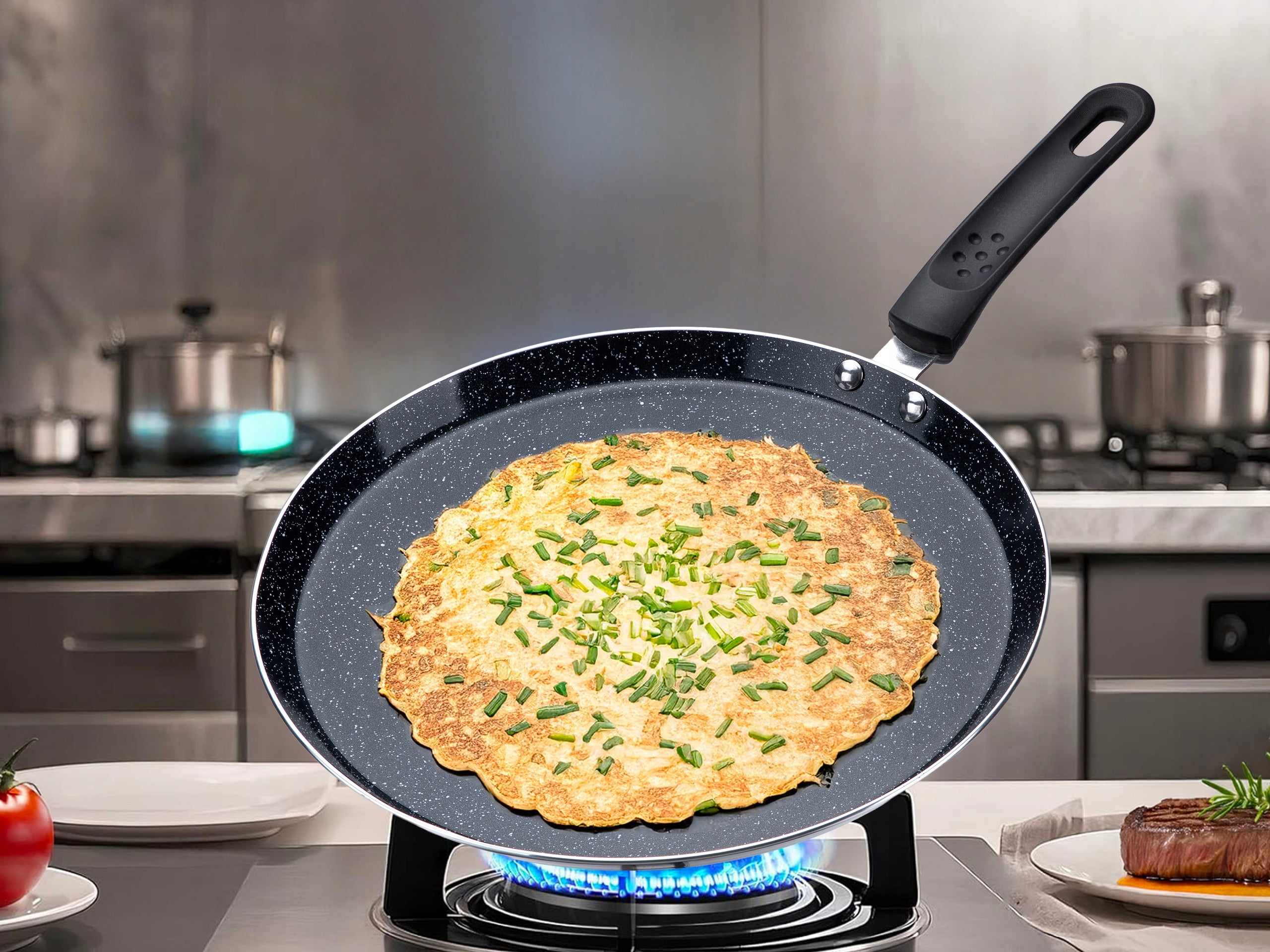 PANCAKE PAN MARBLE INDUCTION GAS Packaging status original