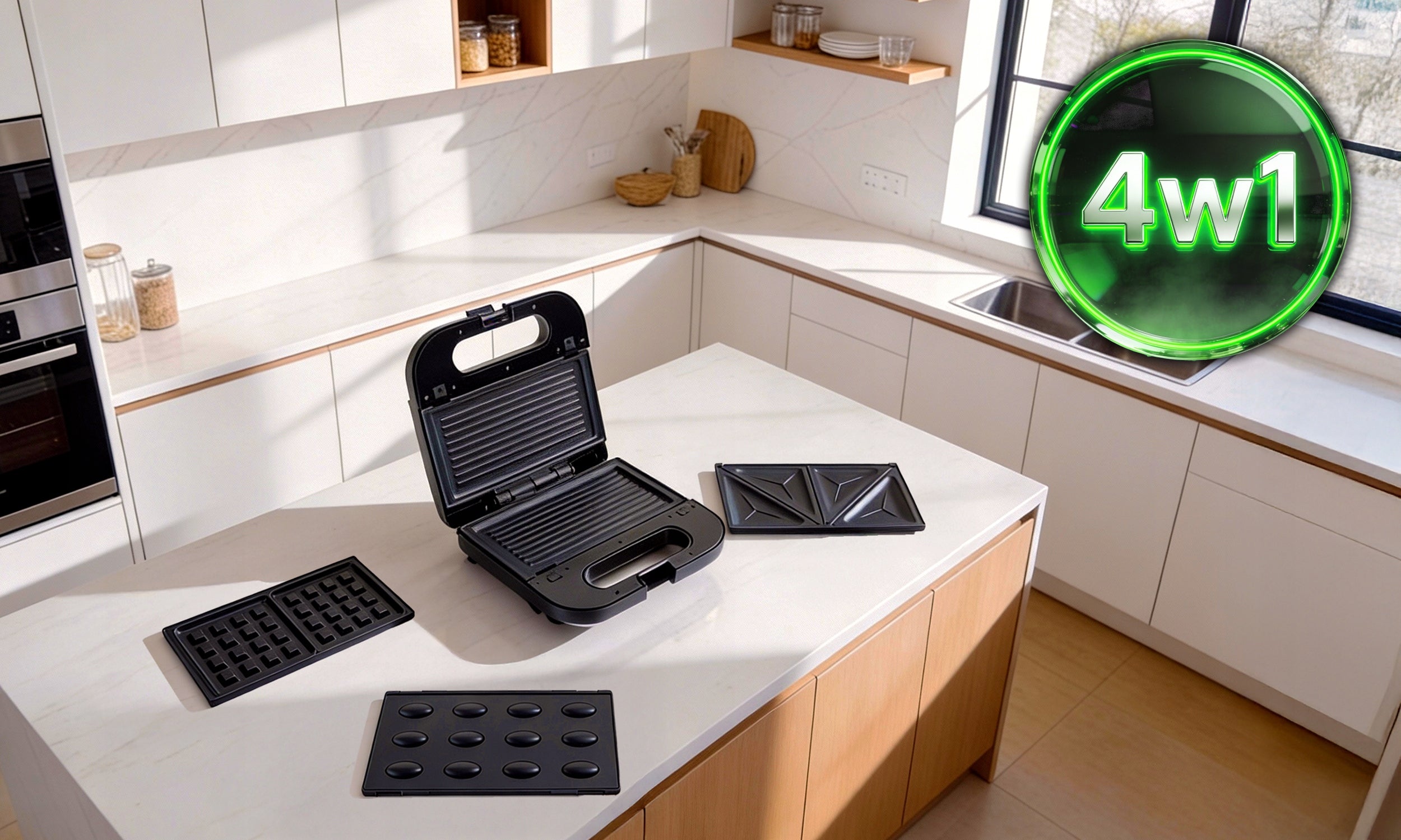 PANINI GRILL SANDWICH TOASTER ELECTRIC WAFFLE MAKER NUTS 4IN1 Power rating 750 W