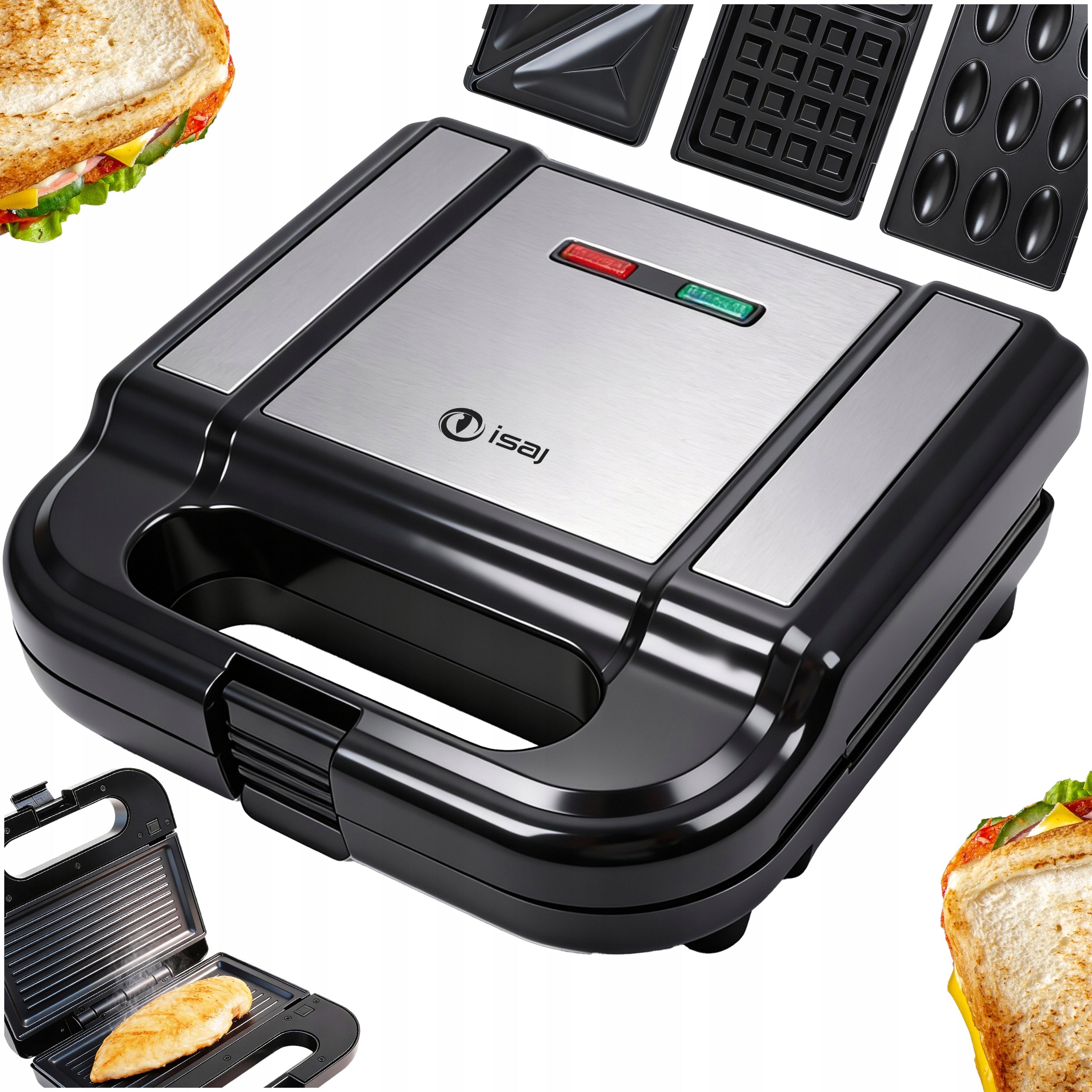 PANINI GRILL SANDWICH TOASTER ELECTRIC WAFFLE MAKER NUTS 4IN1