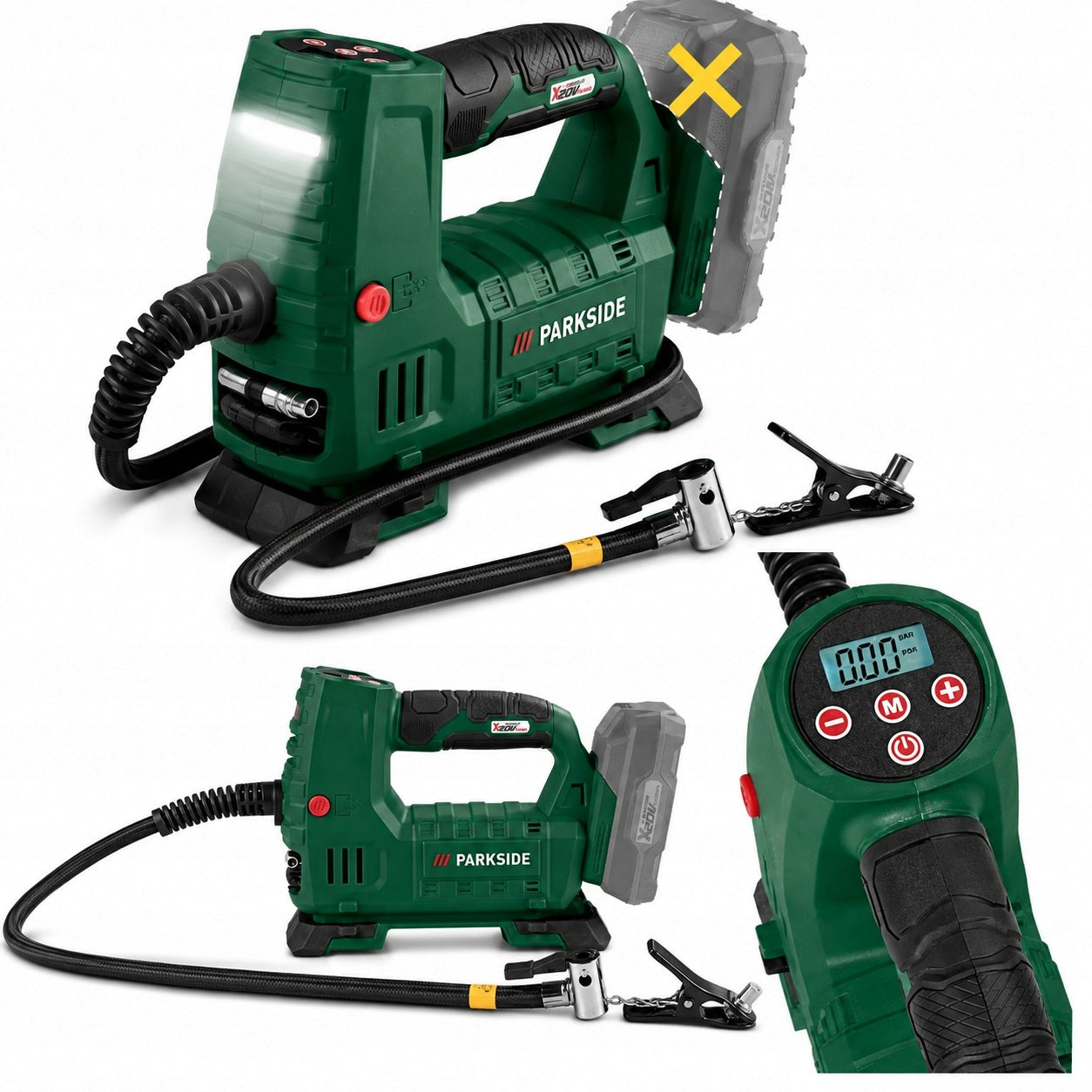 PARKSIDE 20 V battery compressor, PAKT 20-Li A1 + accessories