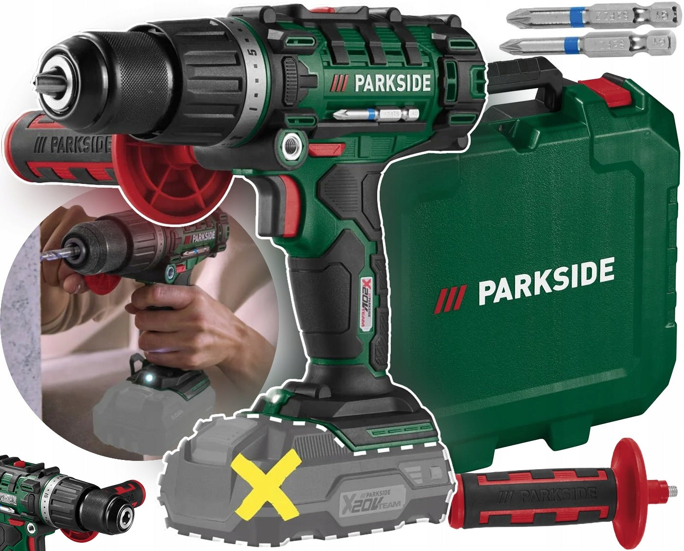 PARKSIDE PSBSA 20-Li E4 Cordless Impact Drill + BITS