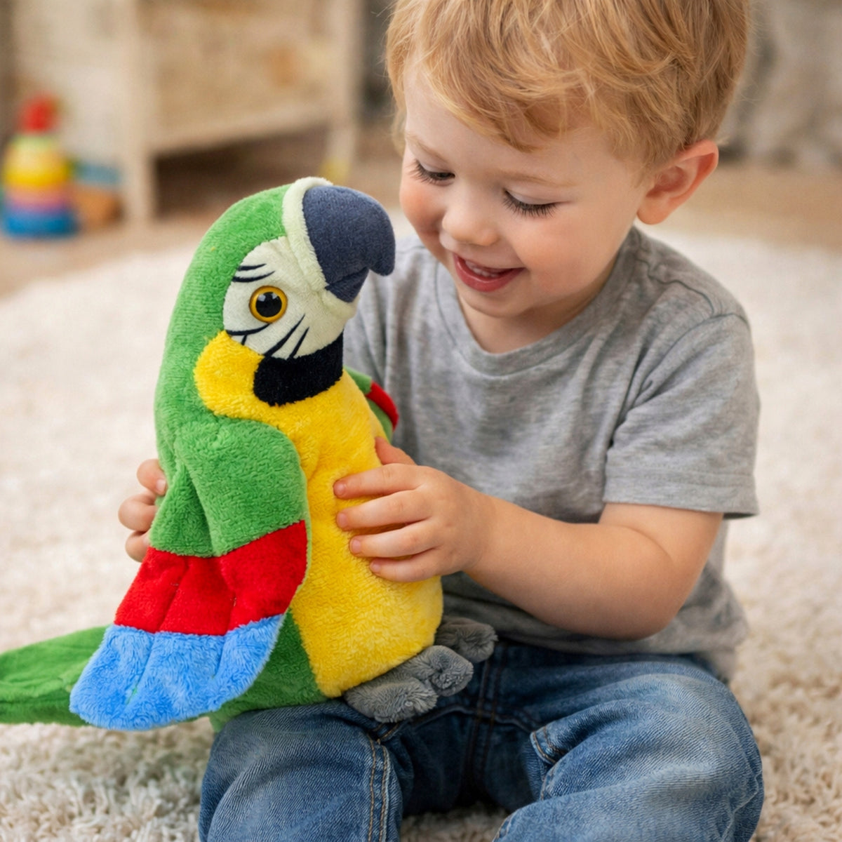 PARROT TALKING REPEATING DANCE SAYS REPEAT PLUSH TOY MOCKINGBIRD Brand QULKI