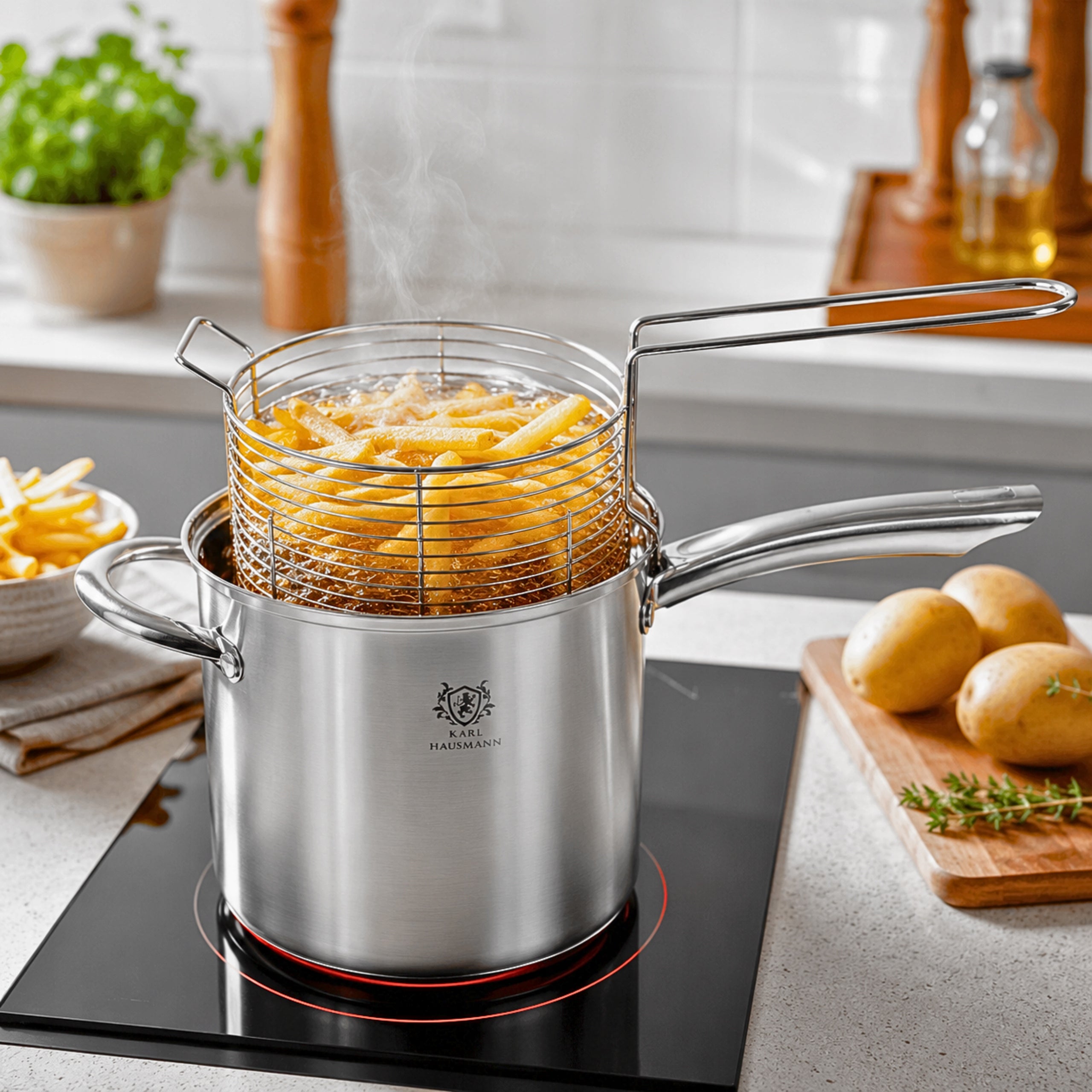PASTA ASPARAGUS FRIES POT 3,6L STEAMING STRAINER INDUCTION Packaging status original