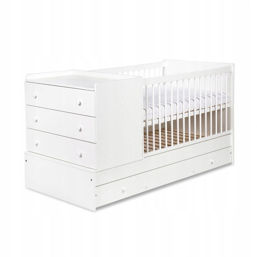 PAT BED BABY COT WITH CHEST OF DRAWERS DRAWER RUNGS 3IN1 WHITE Manufacturer code 5907385953998